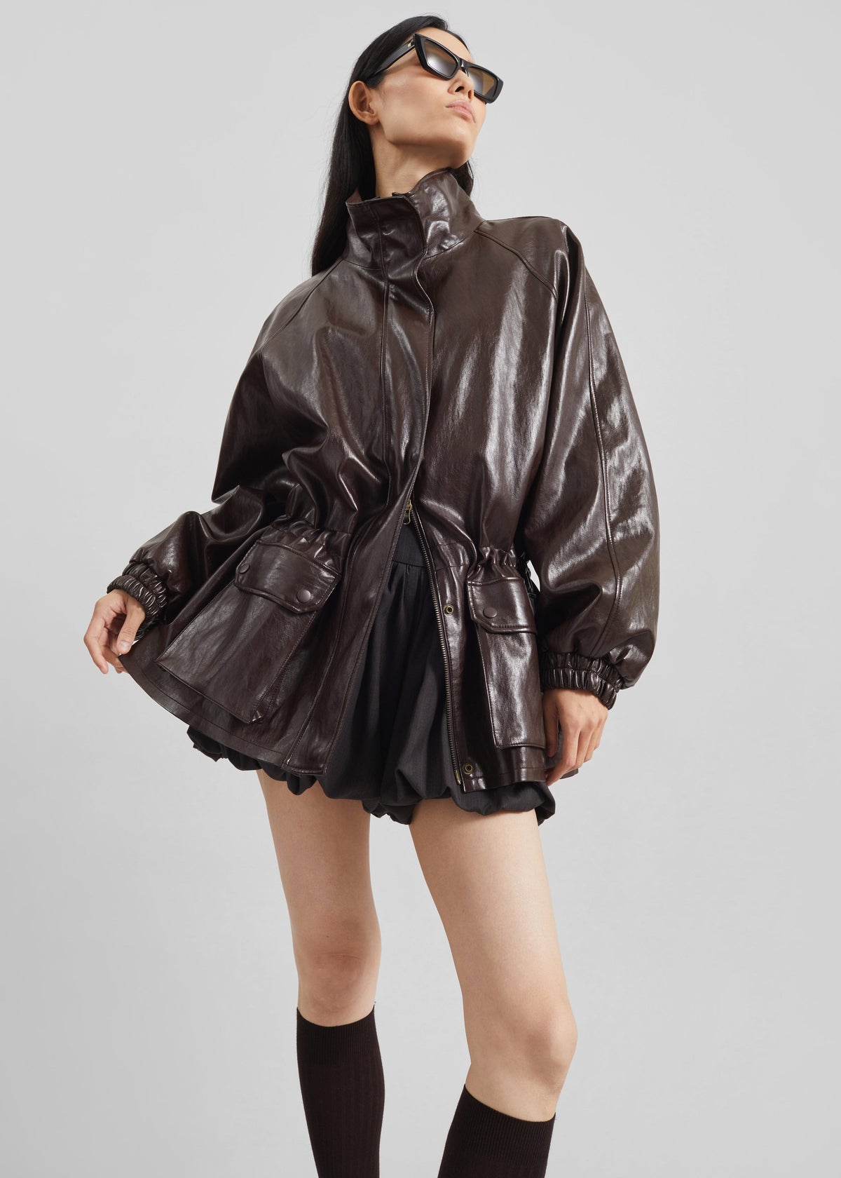 Lommel Faux Leather Jacket - Brown β view 3 of 9