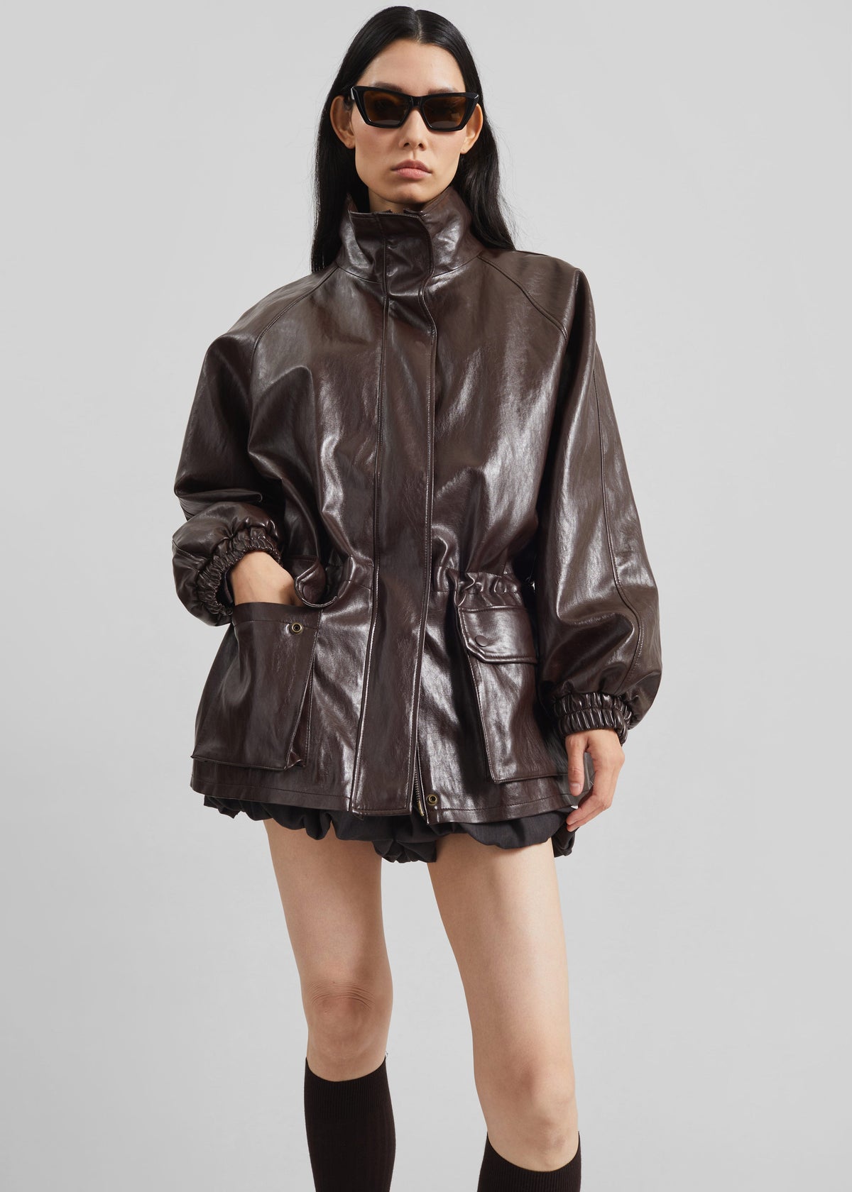 Lommel Faux Leather Jacket - Brown β view 5 of 9