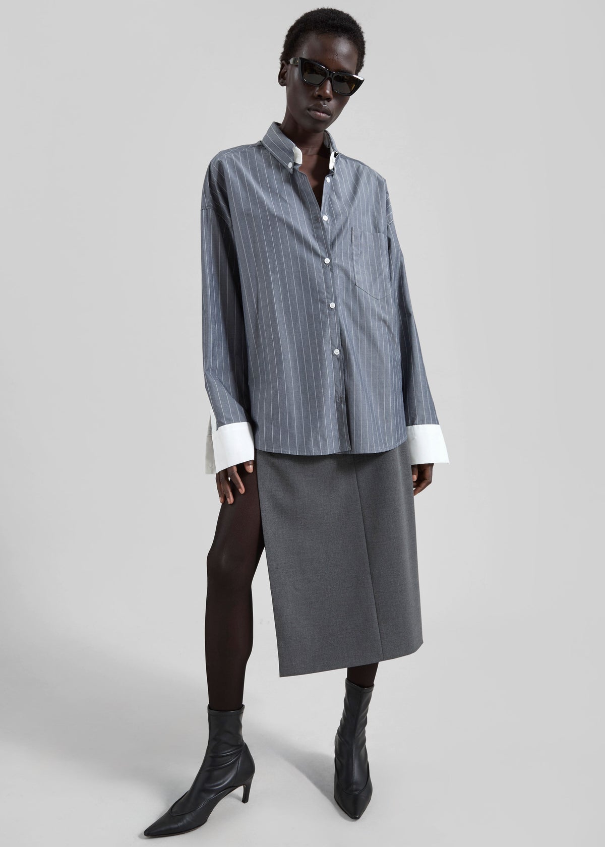 Lorna Shirt - Grey/White Pinstripe β view 2 of 7