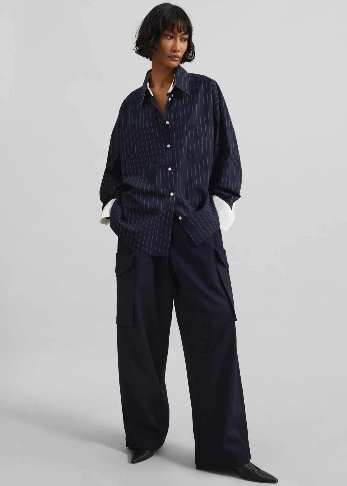 Lorna Shirt - Navy/White Pinstripe β view 2 of 9