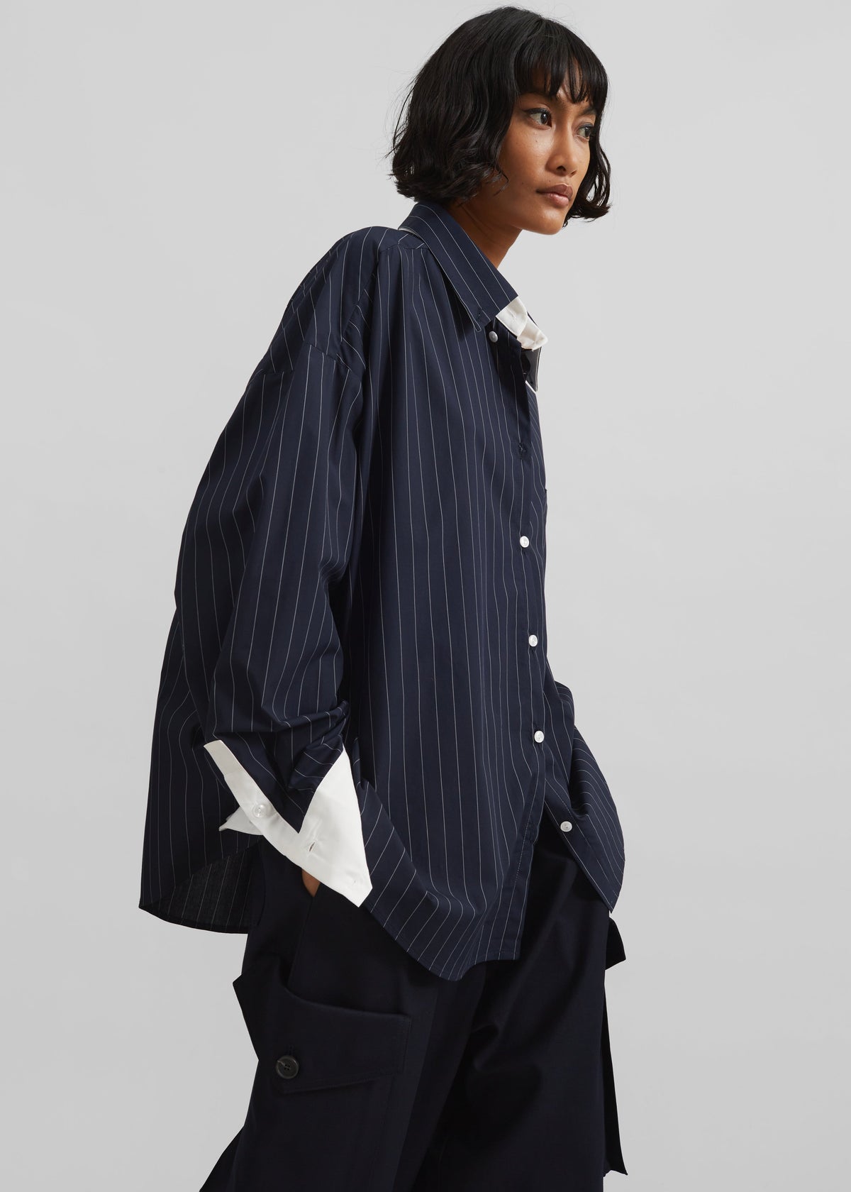 Lorna Shirt - Navy/White Pinstripe β view 6 of 9