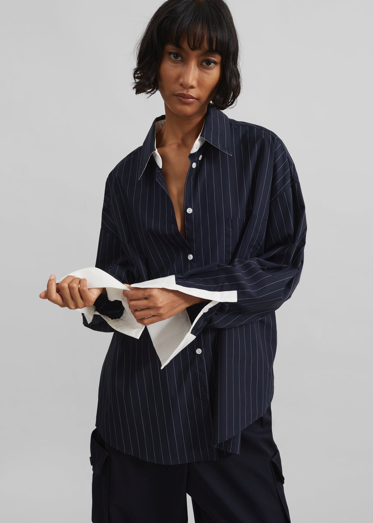 Lorna Shirt - Navy/White Pinstripe β view 3 of 9