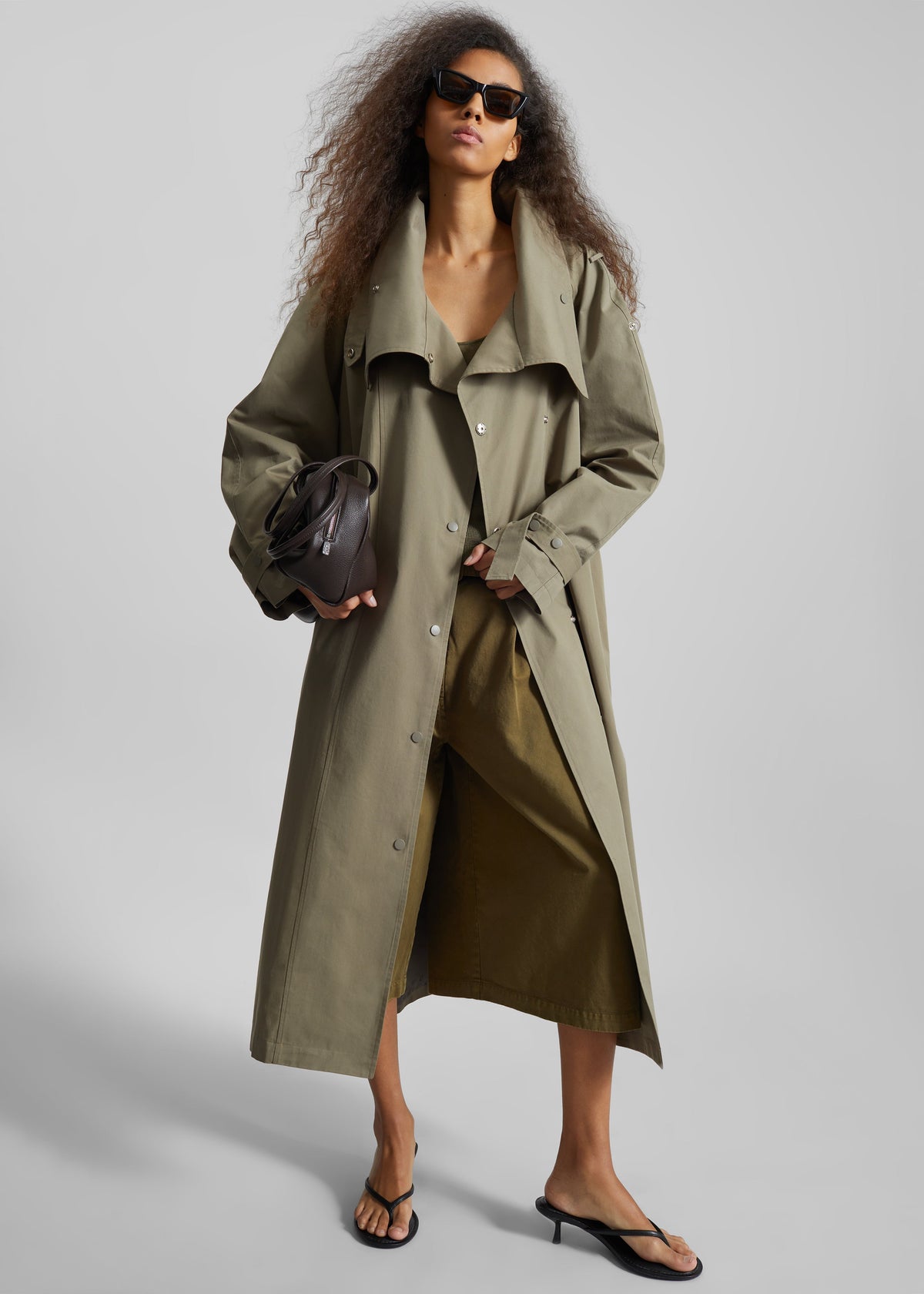 Lottie Wing Collar Trench Coat - Olive β view 1 of 6
