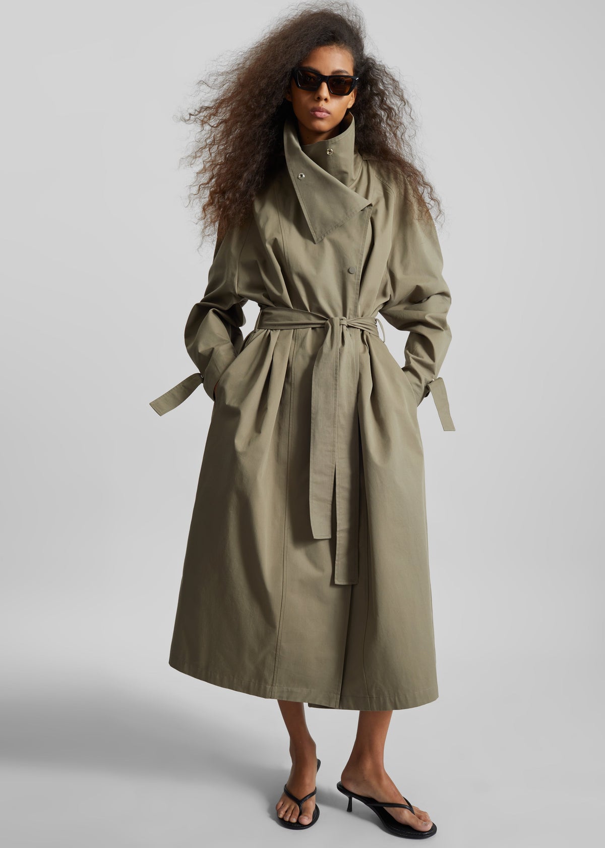 Lottie Wing Collar Trench Coat - Olive β view 4 of 6