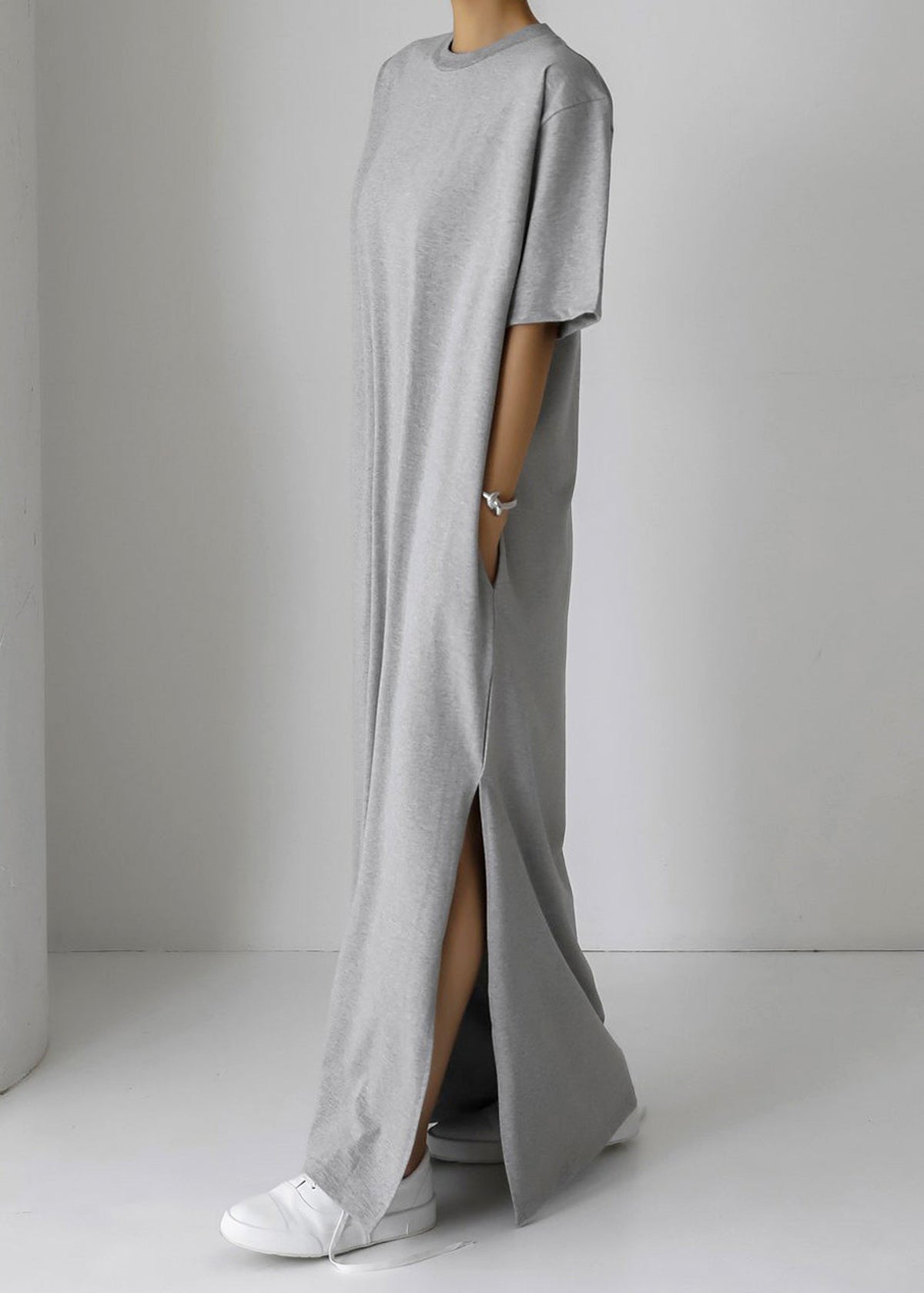 Lou Oversized Tee Dress - Heather Grey β view 1 of 7