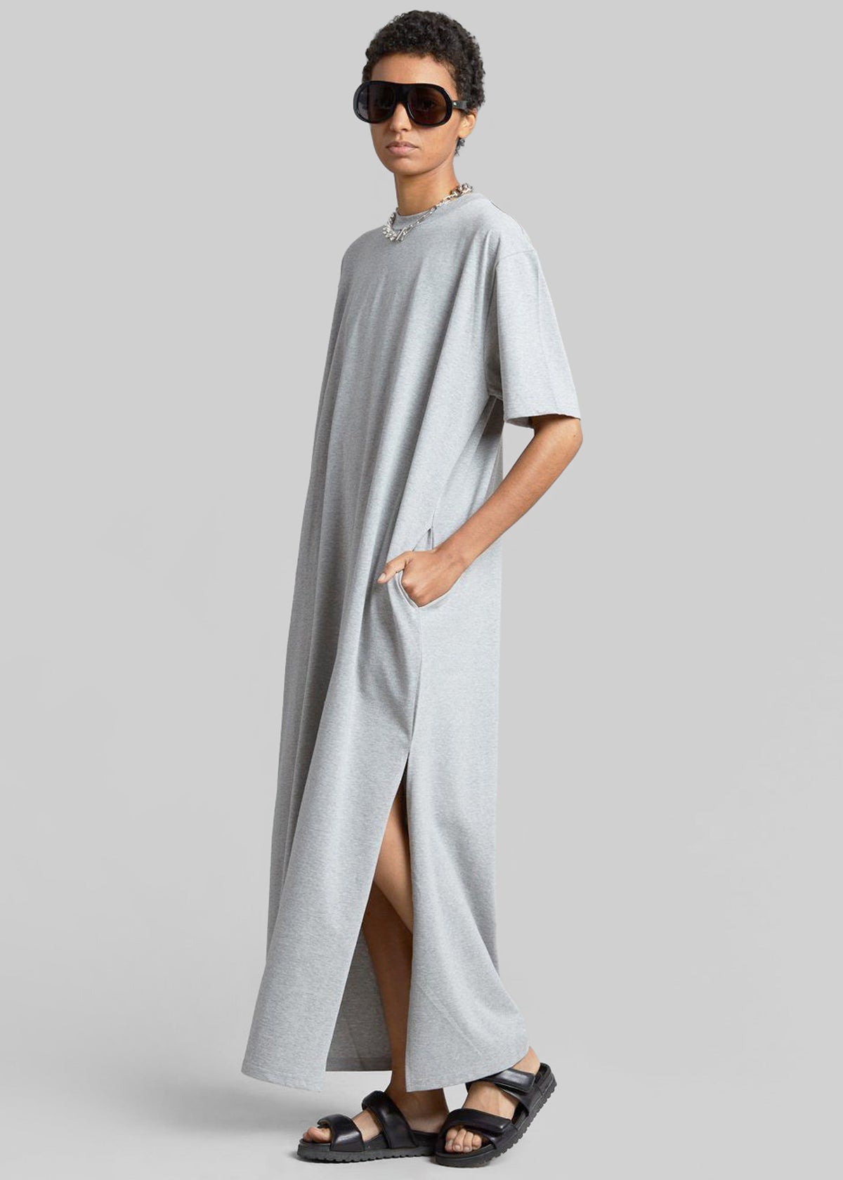 Lou Oversized Tee Dress - Heather Grey β view 3 of 7