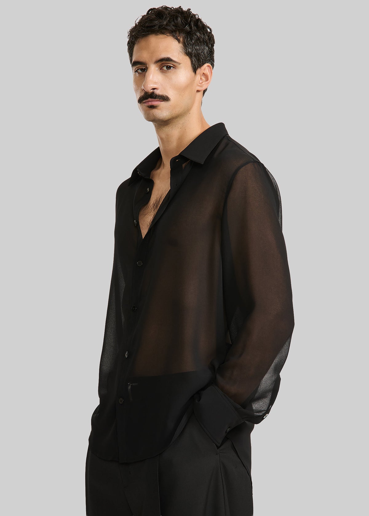 Louis Gabriel Nouchi Classic Transparent Shirt - Black β view 9 of 10