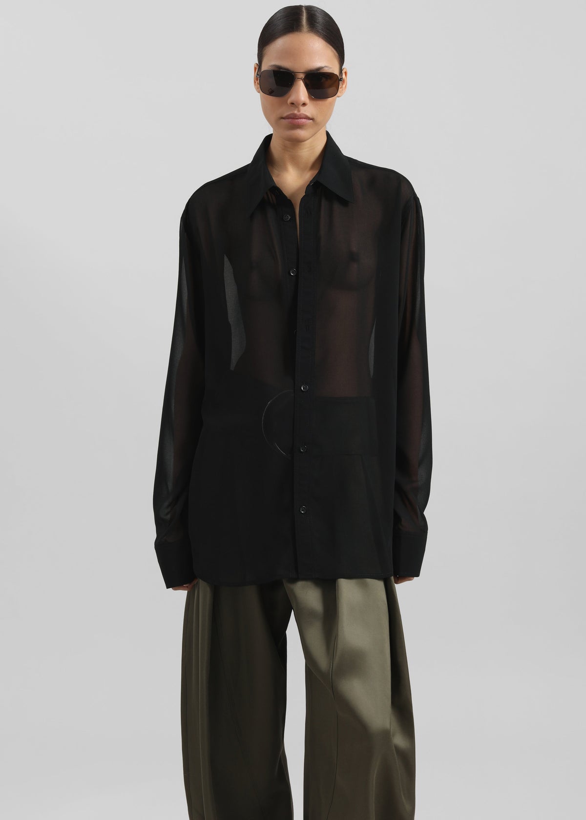 Louis Gabriel Nouchi Classic Transparent Shirt - Black β view 2 of 10