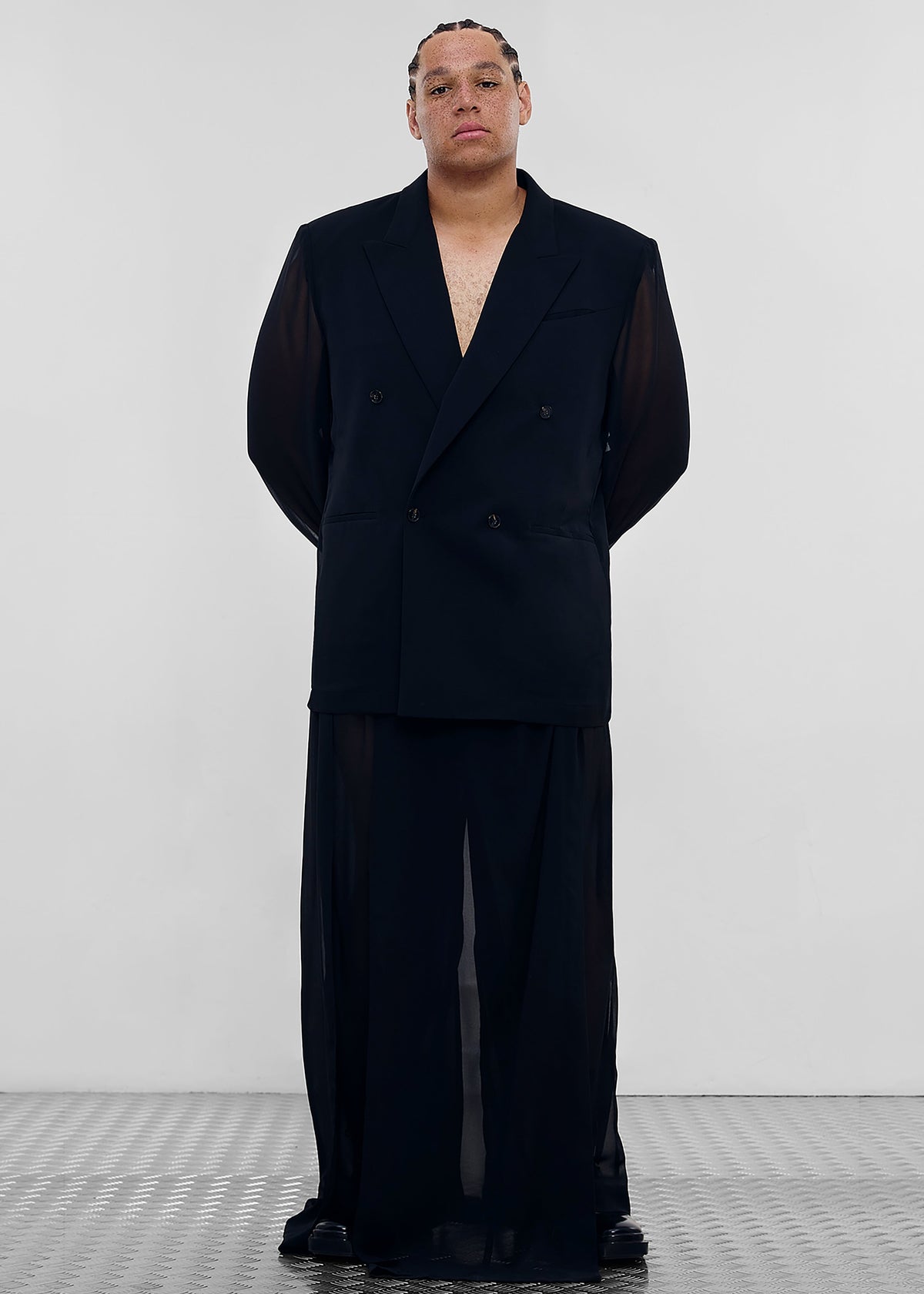 Louis Gabriel Nouchi 4-Button Double-Breasted Sheer Jacket - Black β view 5 of 8