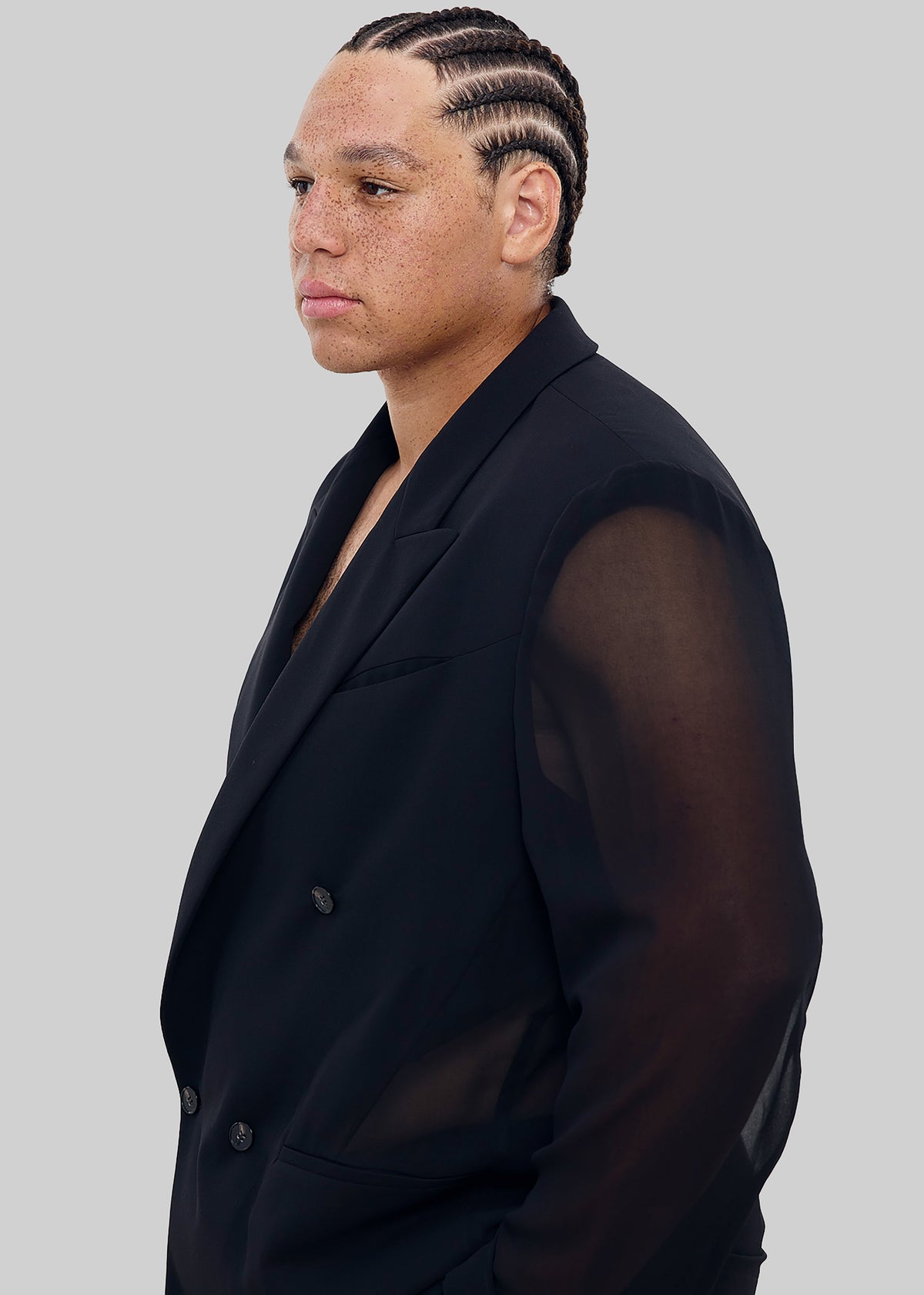 Louis Gabriel Nouchi 4-Button Double-Breasted Sheer Jacket - Black β view 6 of 8