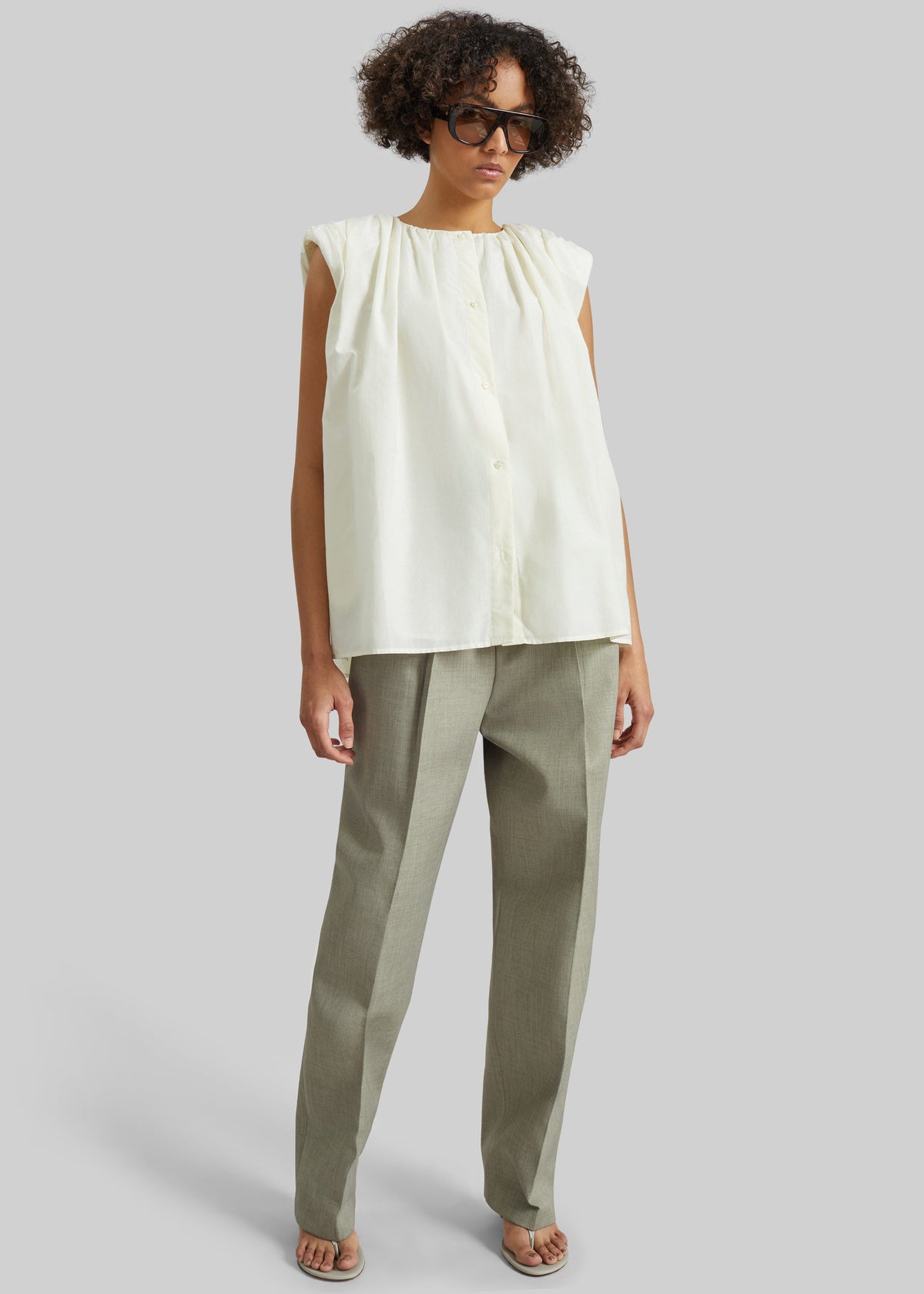 Loulou de Saison Anca Gathered Blouse - Ivory β view 2 of 6