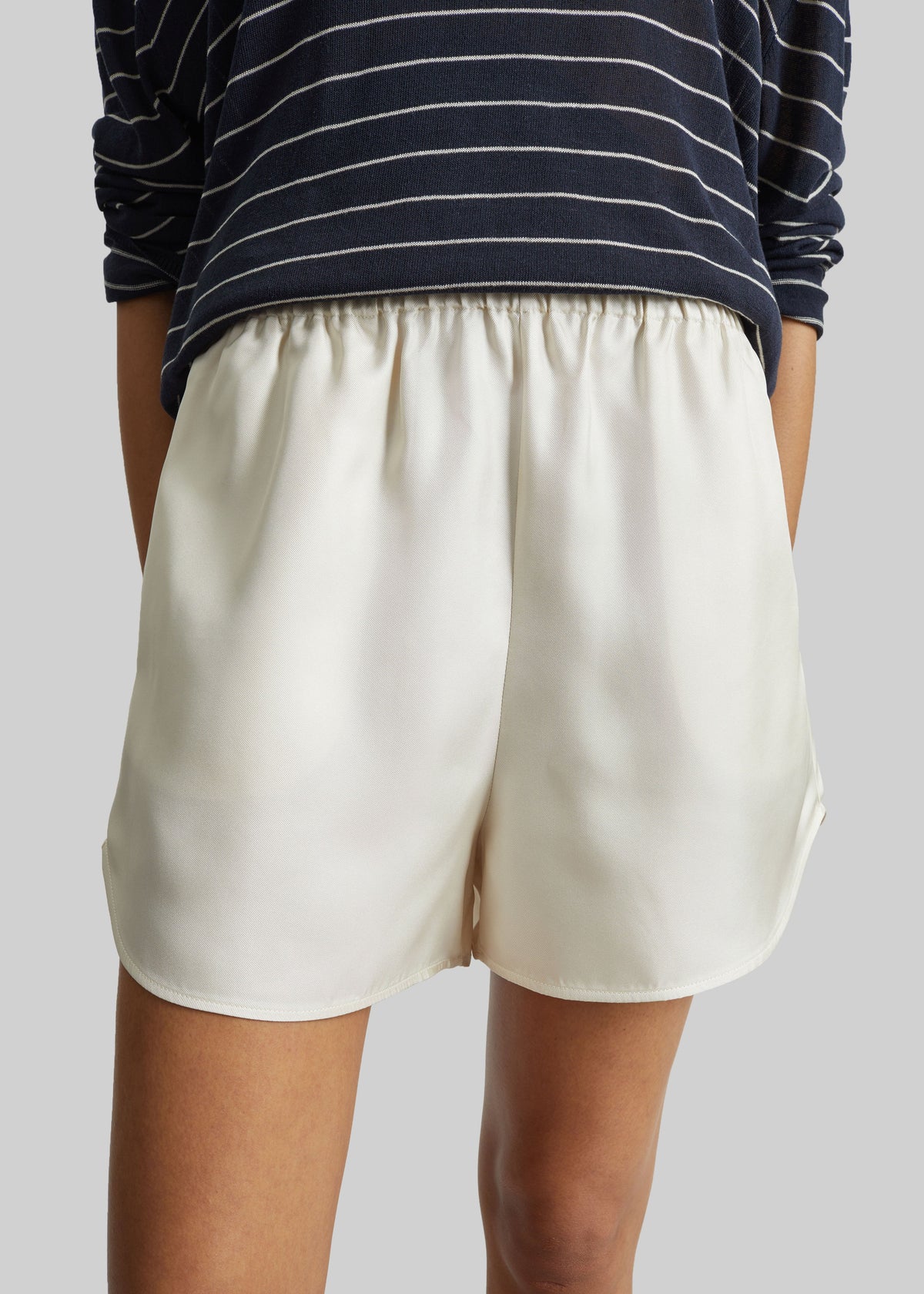 Loulou de Saison Cabo Elasticated Silk Shorts - Ivory β view 4 of 8