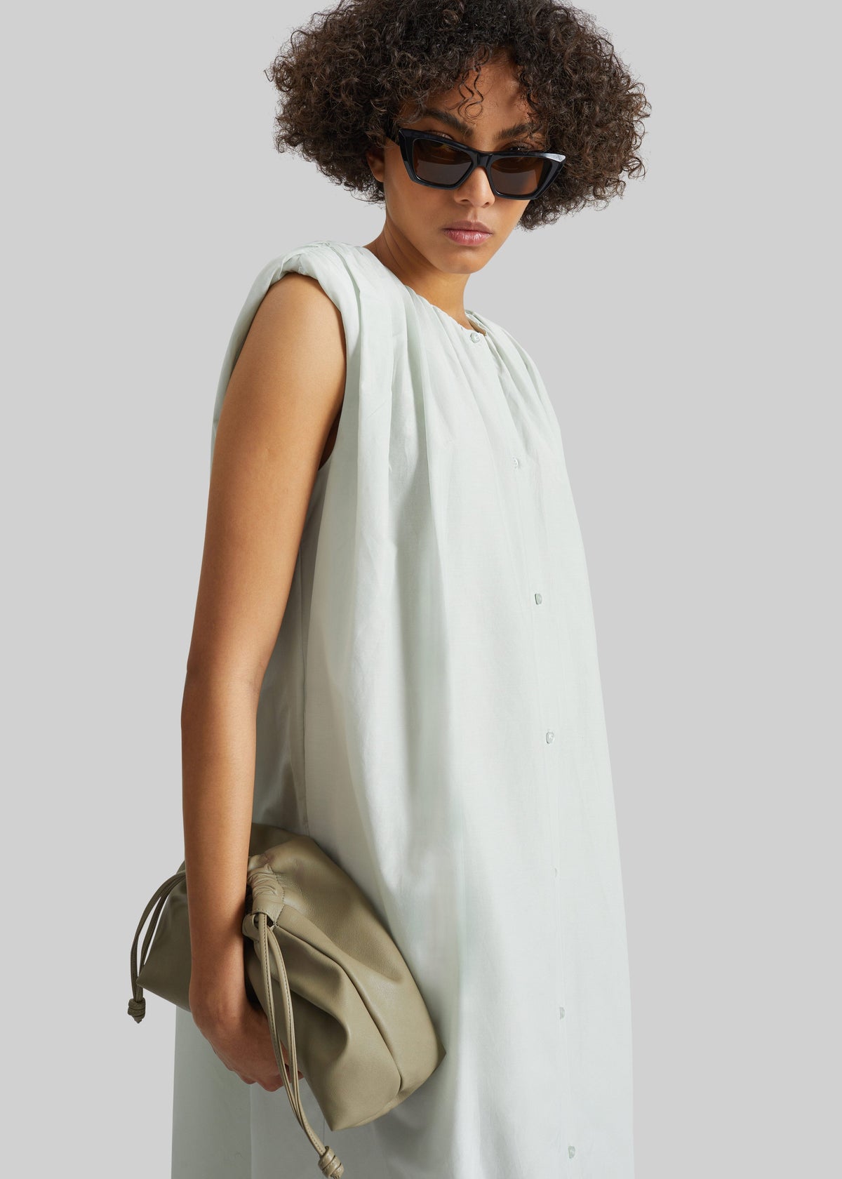 Loulou de Saison Cora Midi Cotton Silk Voile Dress - Mist β view 1 of 5
