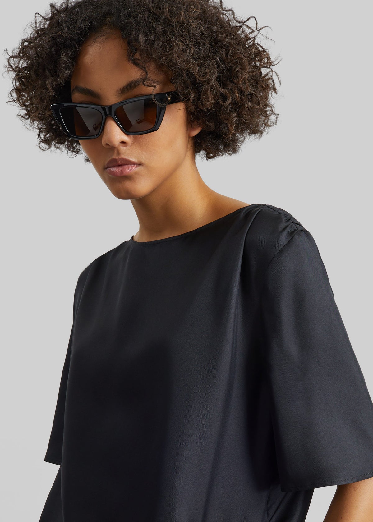 Loulou de Saison Mano Asymmetric Silk Top - Black β view 4 of 7
