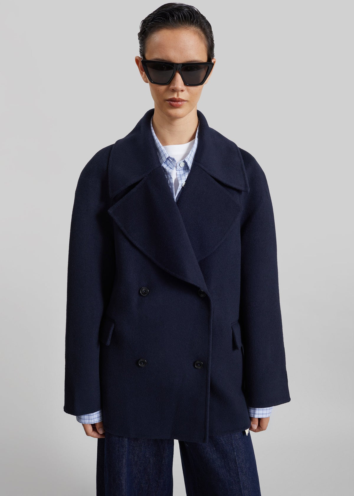 Loulou de Saison Neil Double Breasted Jacket - Navy Melange β view 4 of 7