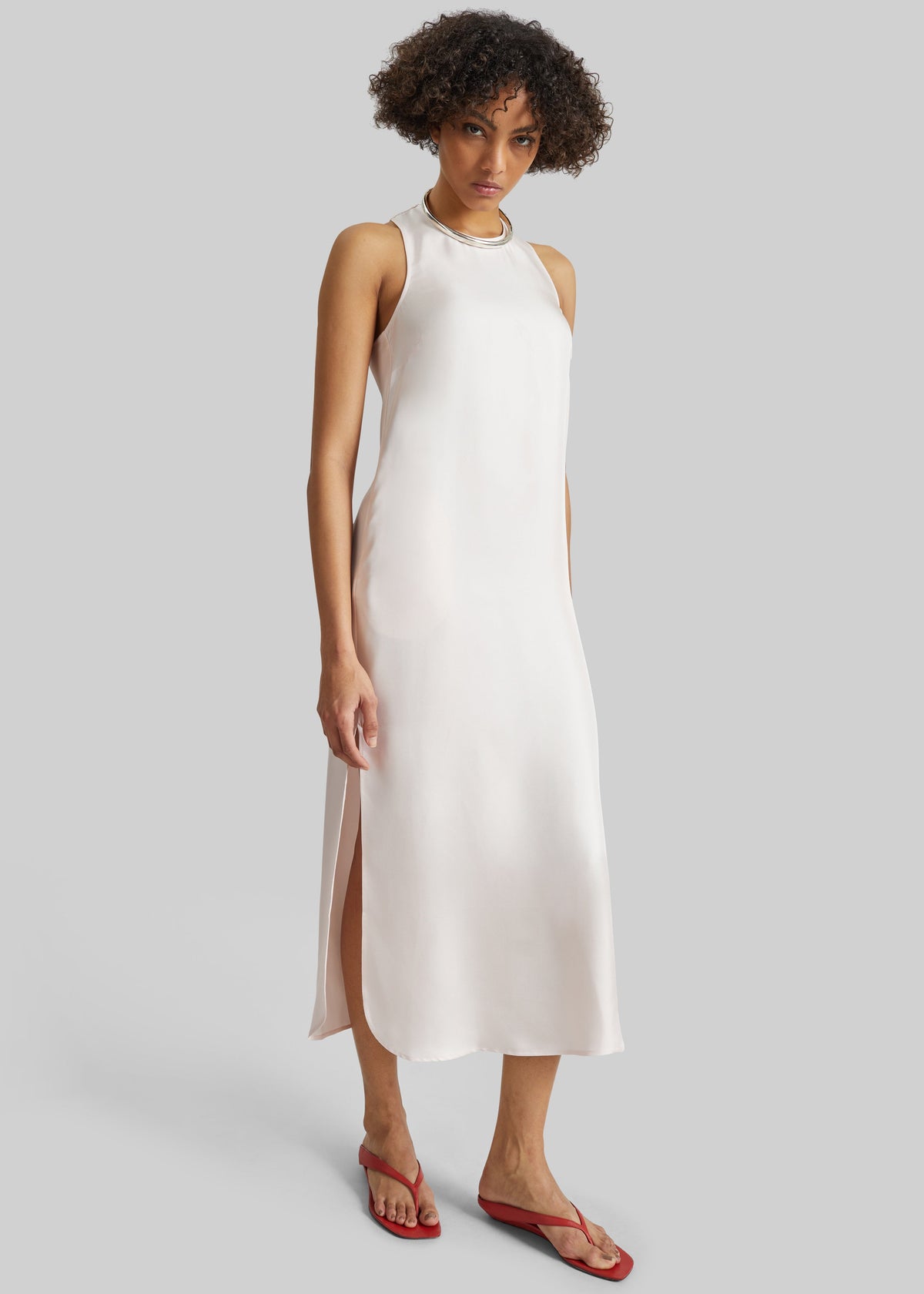 Loulou de Saison Paloma Long Silk Dress - Light Pink β view 3 of 6