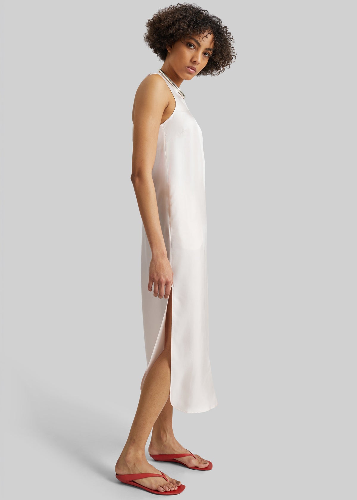 Loulou de Saison Paloma Long Silk Dress - Light Pink β view 2 of 6