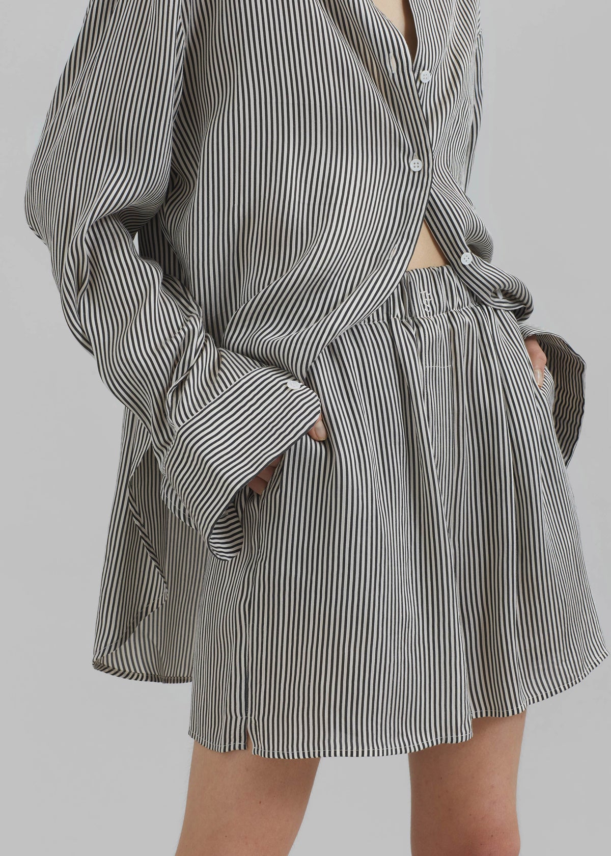 Lui Striped Silk Boxer Shorts - Black/White Stripe β view 1 of 7