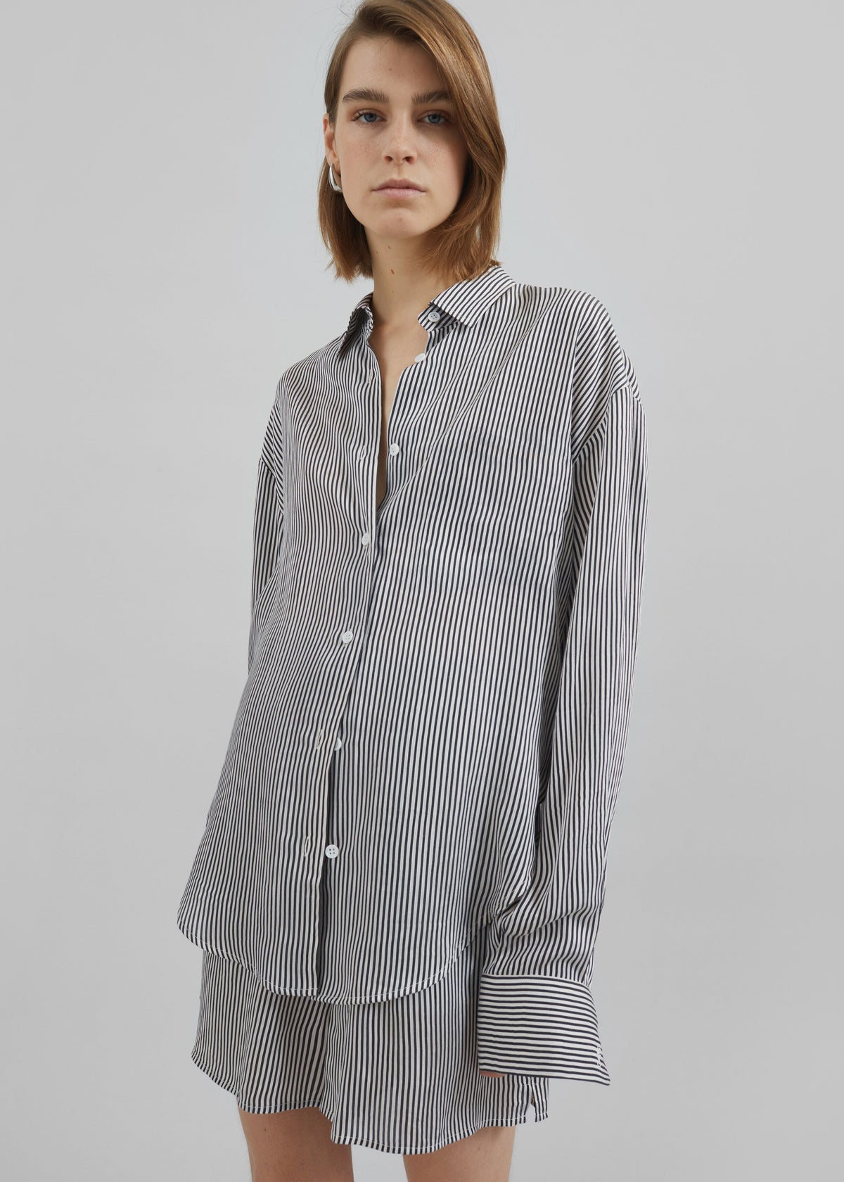 Lui Striped Silk Shirt - Black/White Stripe β view 3 of 9