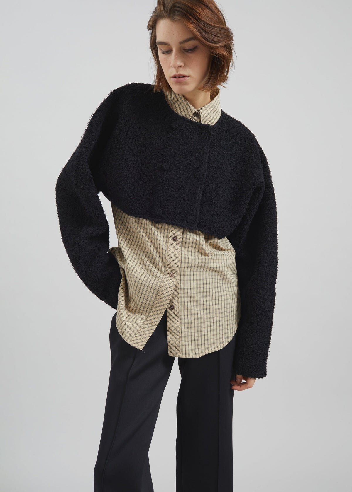 Lyall Fuzzy Cropped Jacket - Black β view 2 of 9