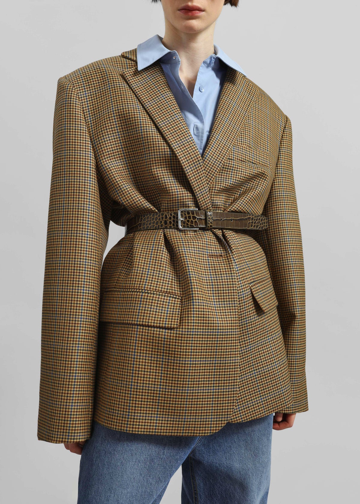 Lyra Oversized Houndstooth Blazer - Camel β view 2 of 8