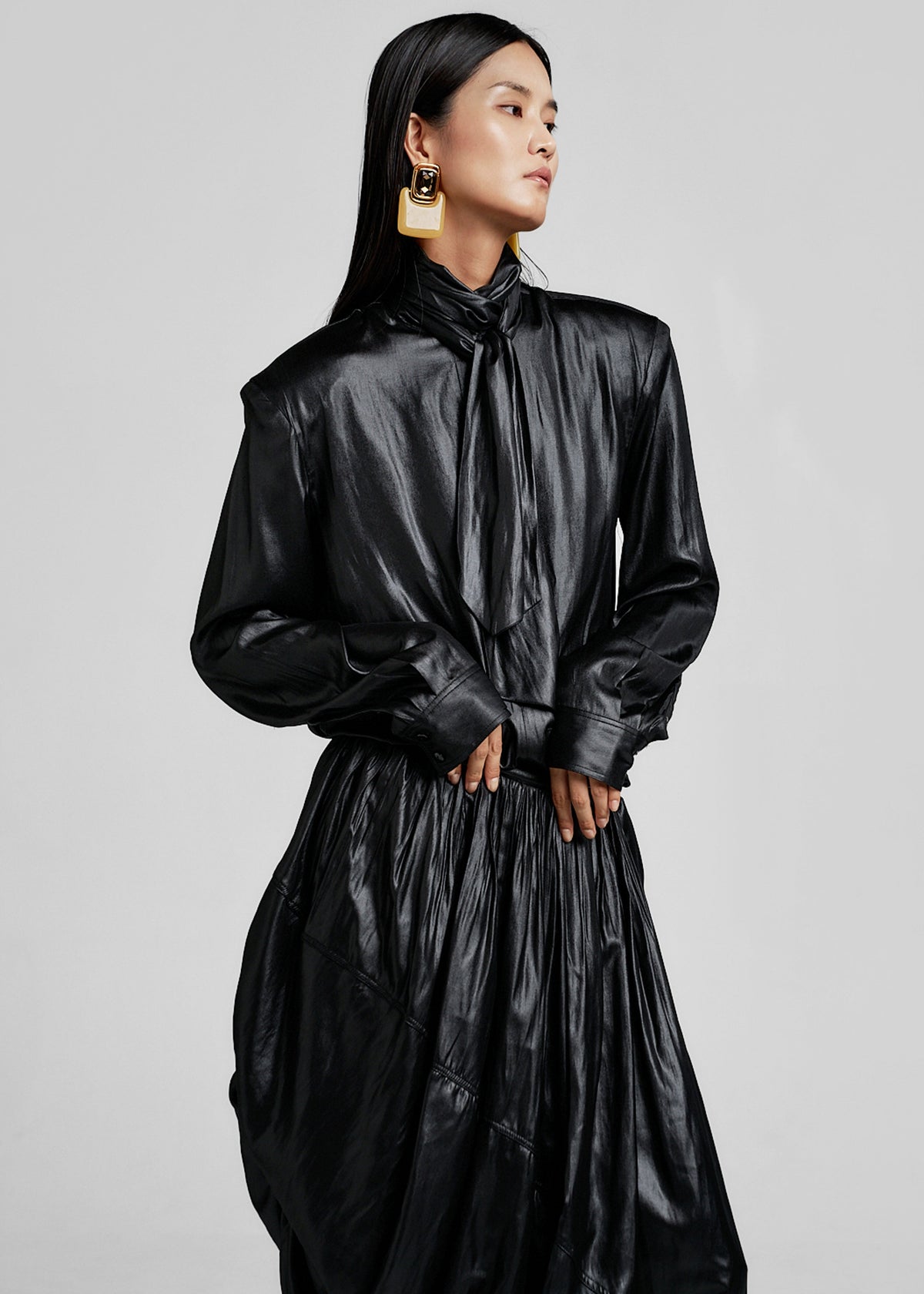Mabillon Padded Lavalliere Blouse - Black – view 5 of 8