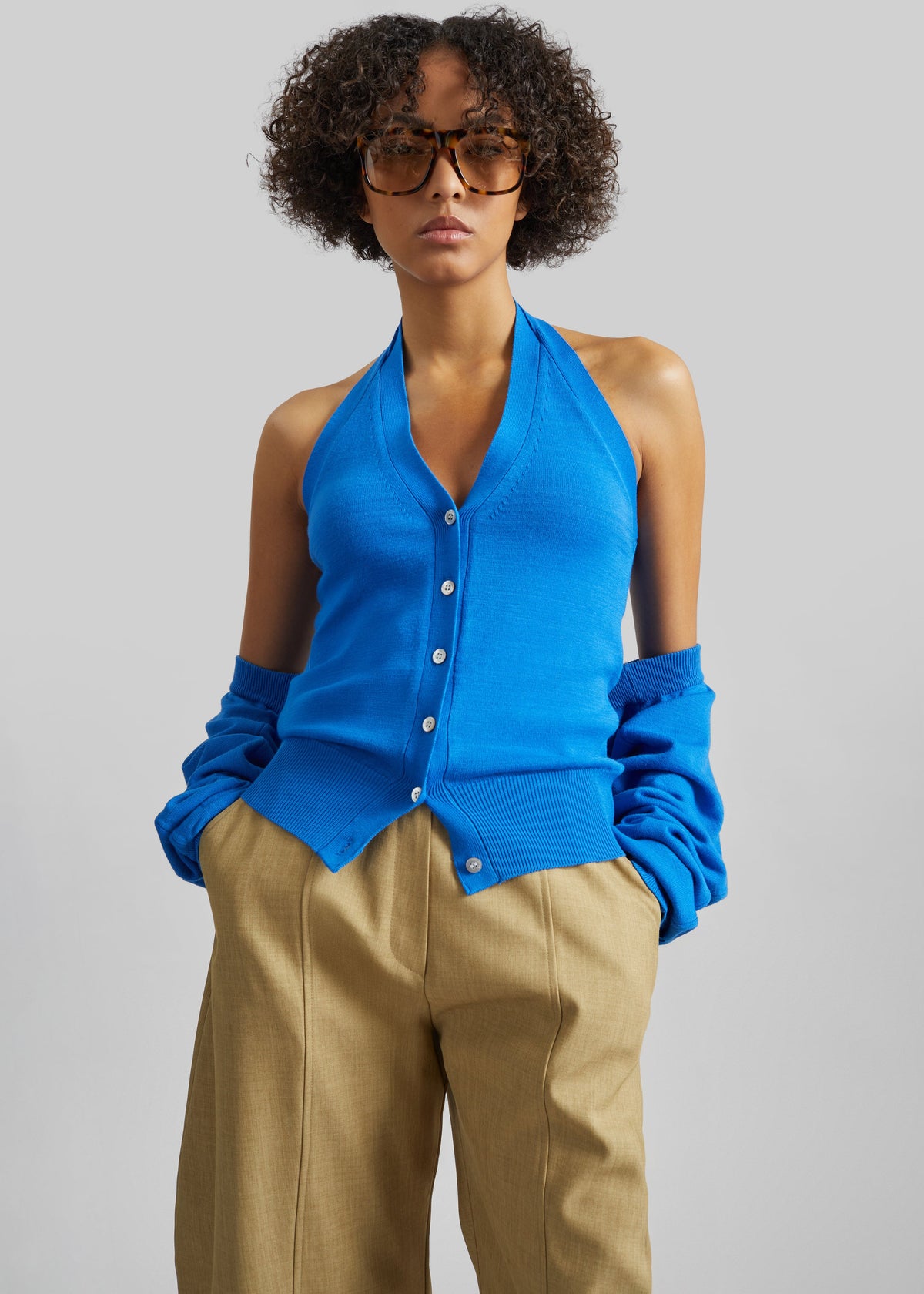 Maia Convertible Knit Halter Top - Cobalt β view 4 of 9