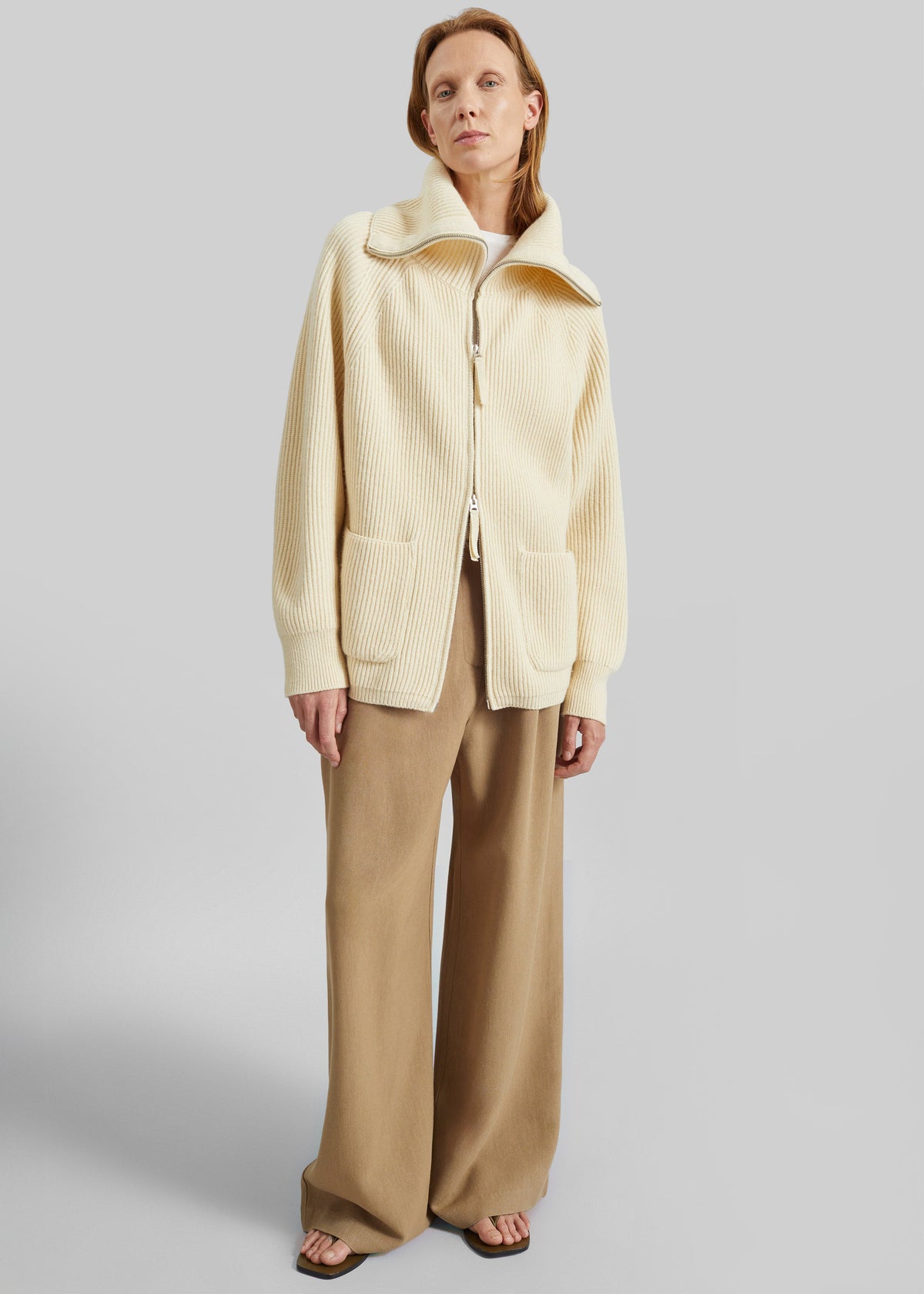 Malabry Knit Zip-Up Cardigan - Pale Yellow β view 3 of 7