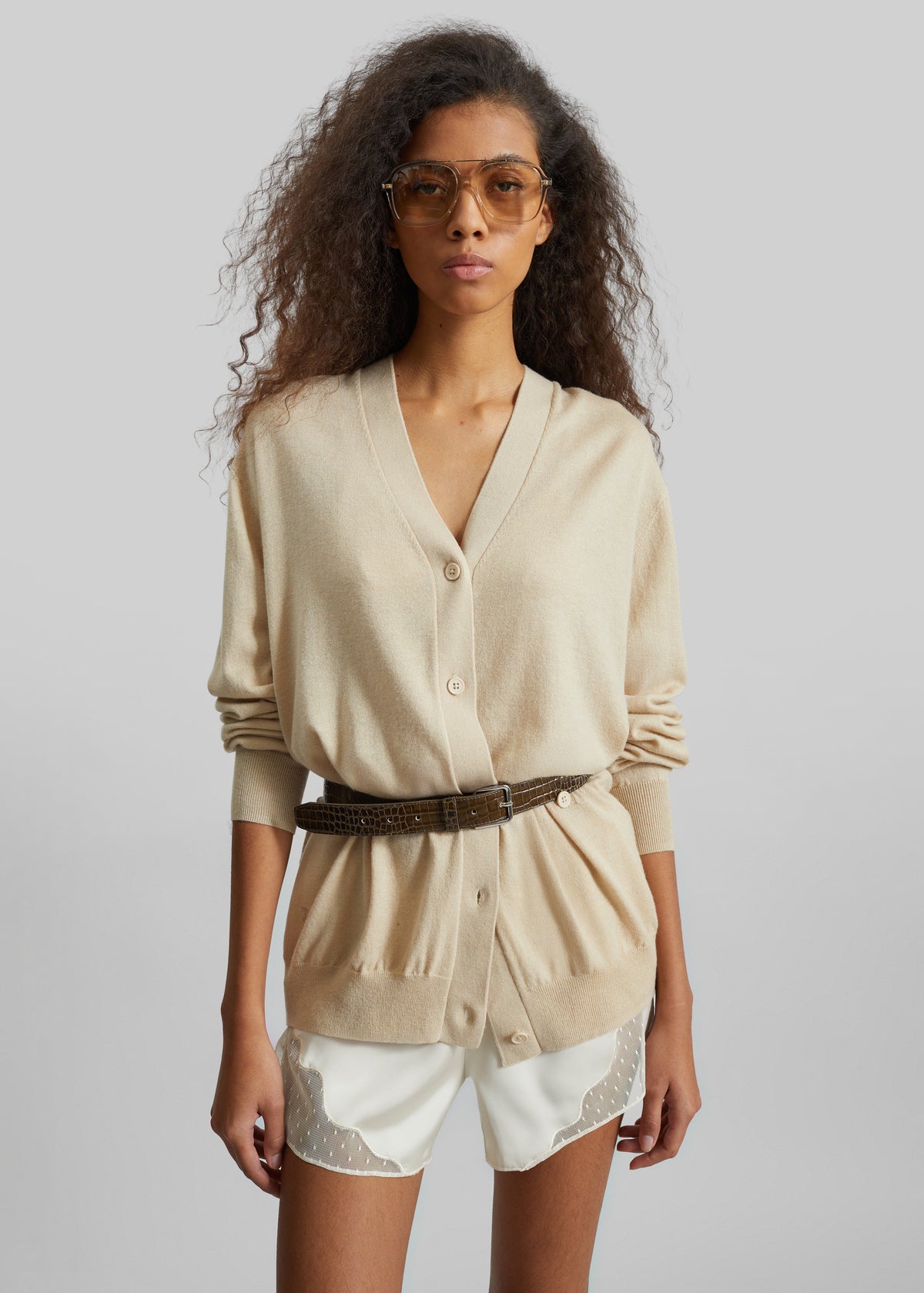 Malmo Satin Mini Shorts - Light Beige β view 5 of 5