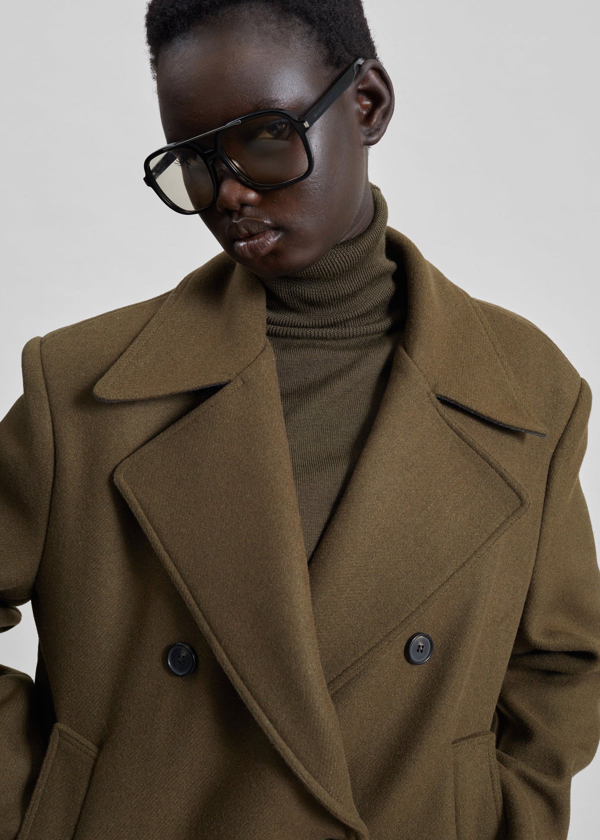 Manali Belted Peacoat - Olive Brown β view 4 of 9