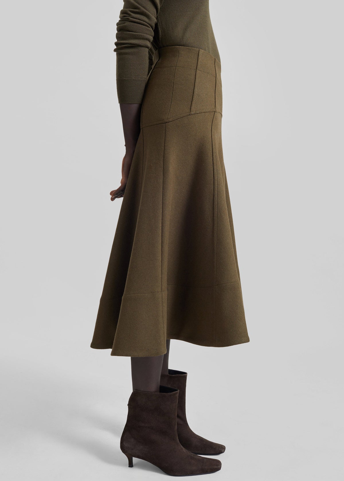 Manali Flared Midi Skirt - Olive Brown β view 6 of 11