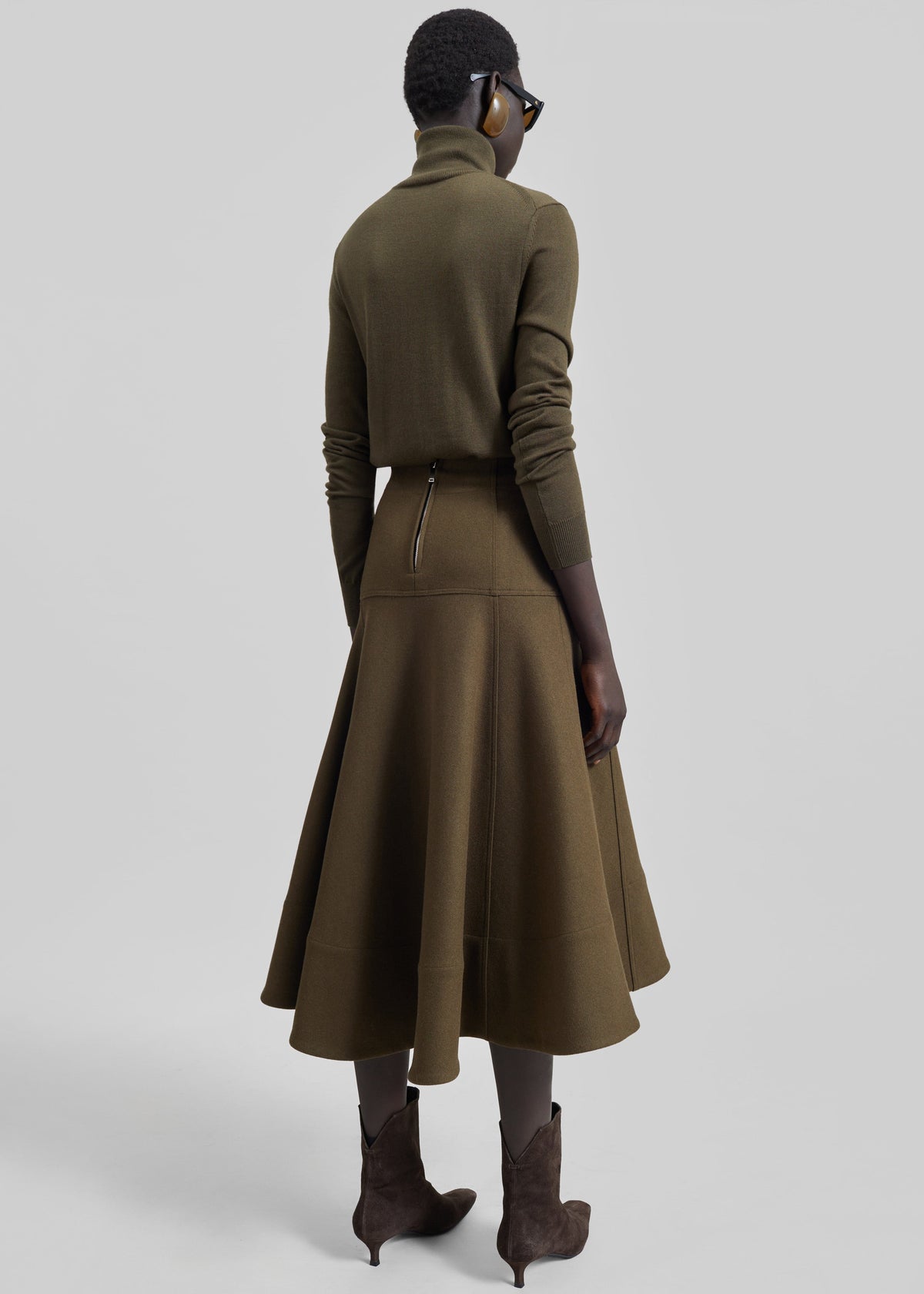 Manali Flared Midi Skirt - Olive Brown β view 10 of 11
