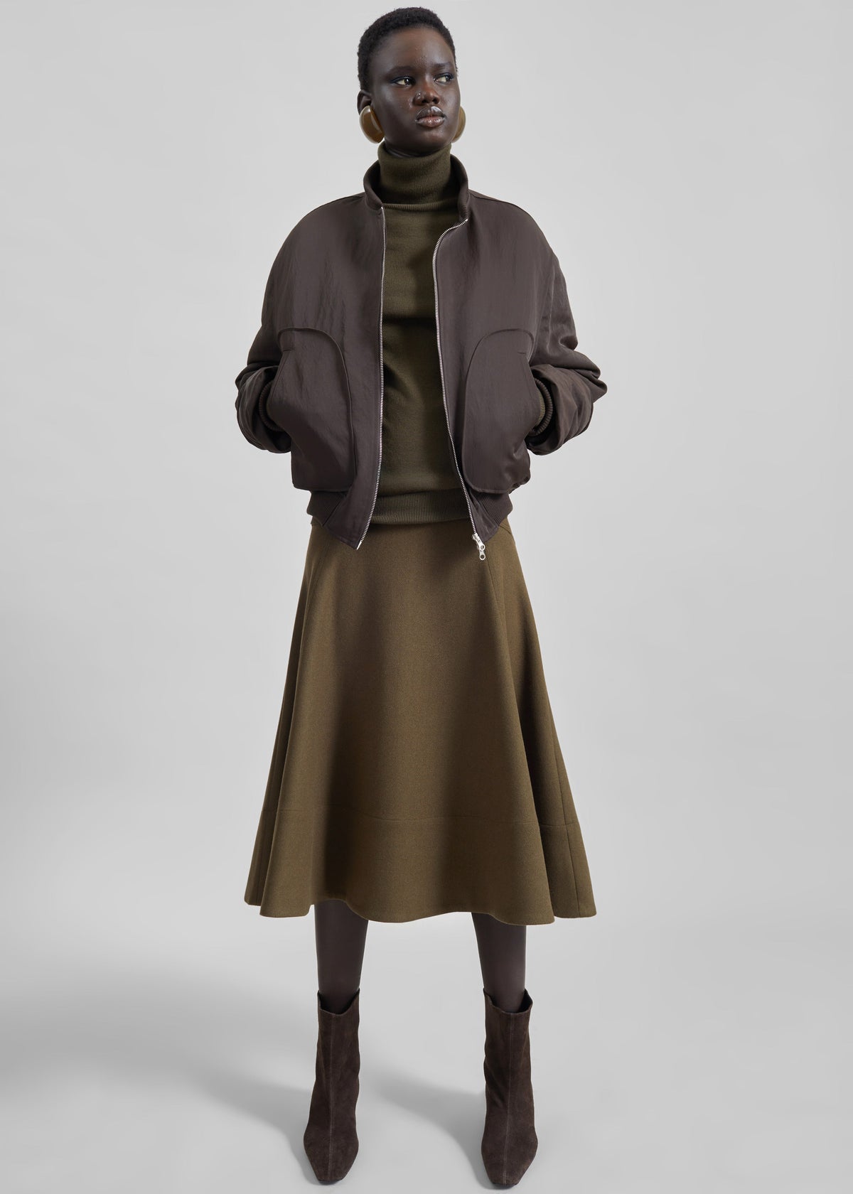 Manali Flared Midi Skirt - Olive Brown β view 7 of 11