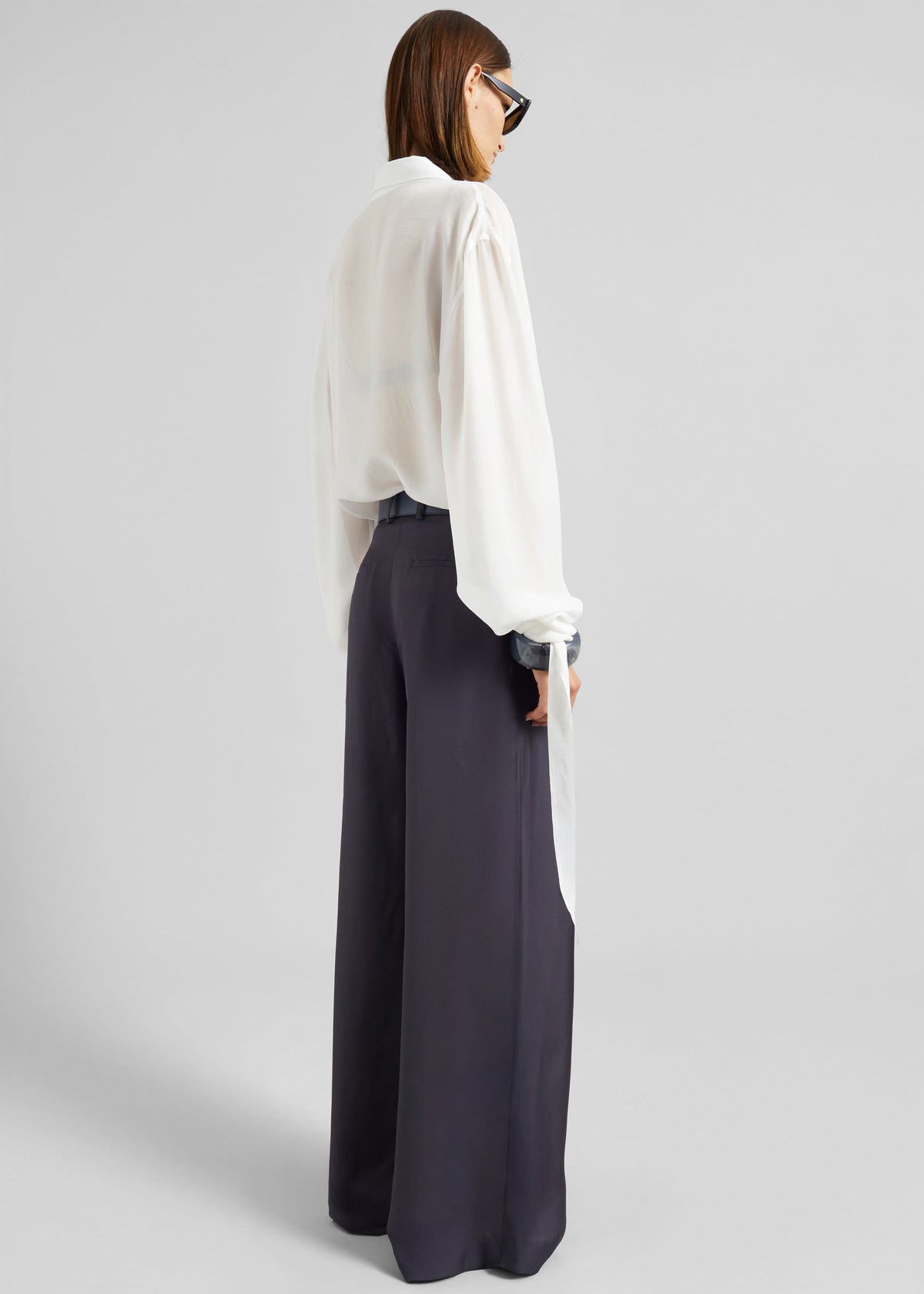 Marfa Pleated Silk Trousers - Storm Grey β view 6 of 7