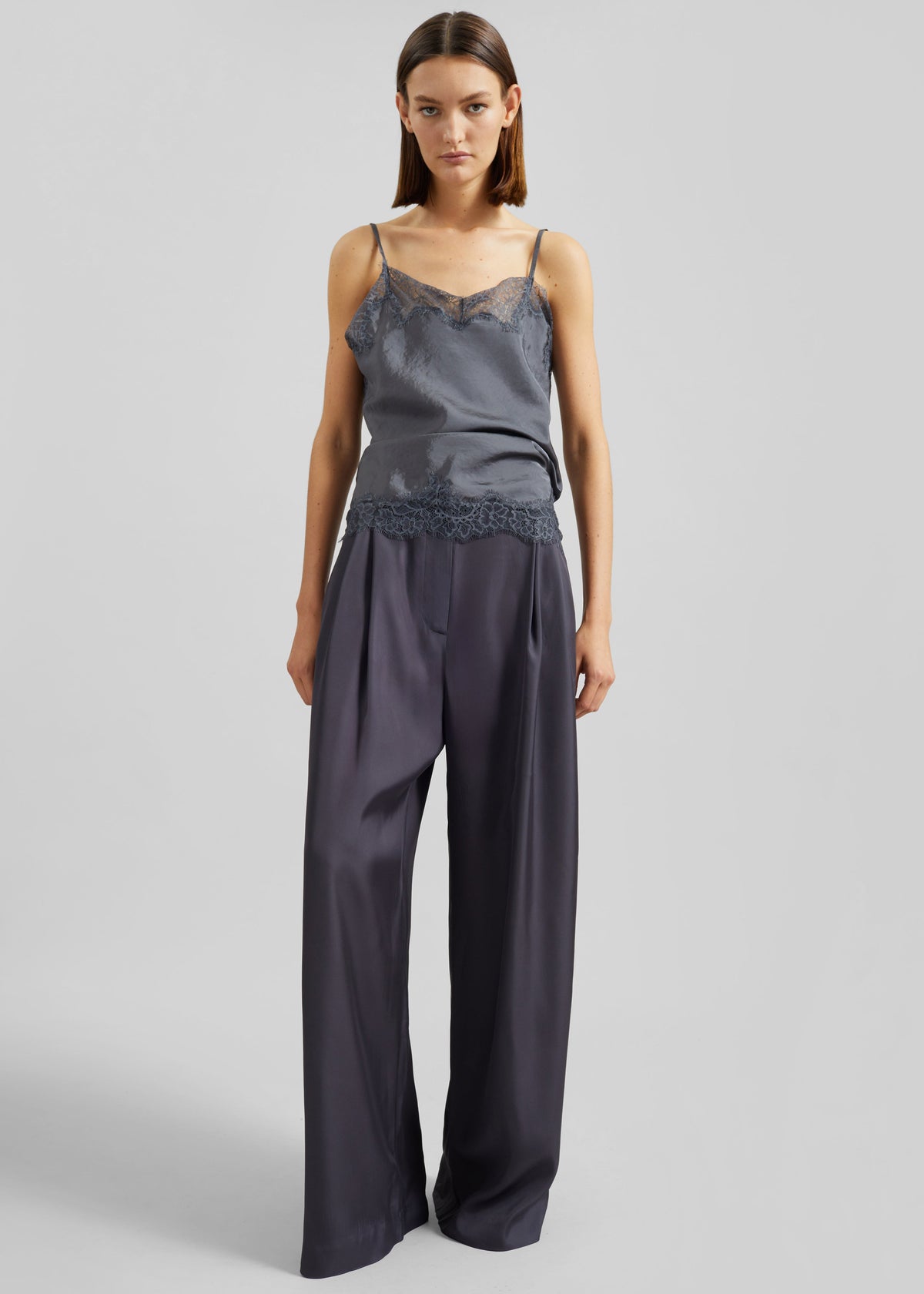 Marfa Pleated Silk Trousers - Storm Grey β view 5 of 7