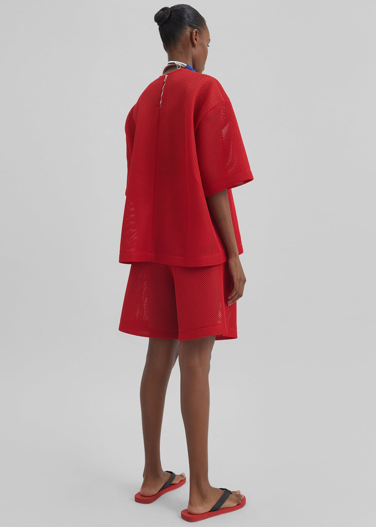 Marfa Mesh Pleated Bermuda Shorts - Red β view 10 of 11