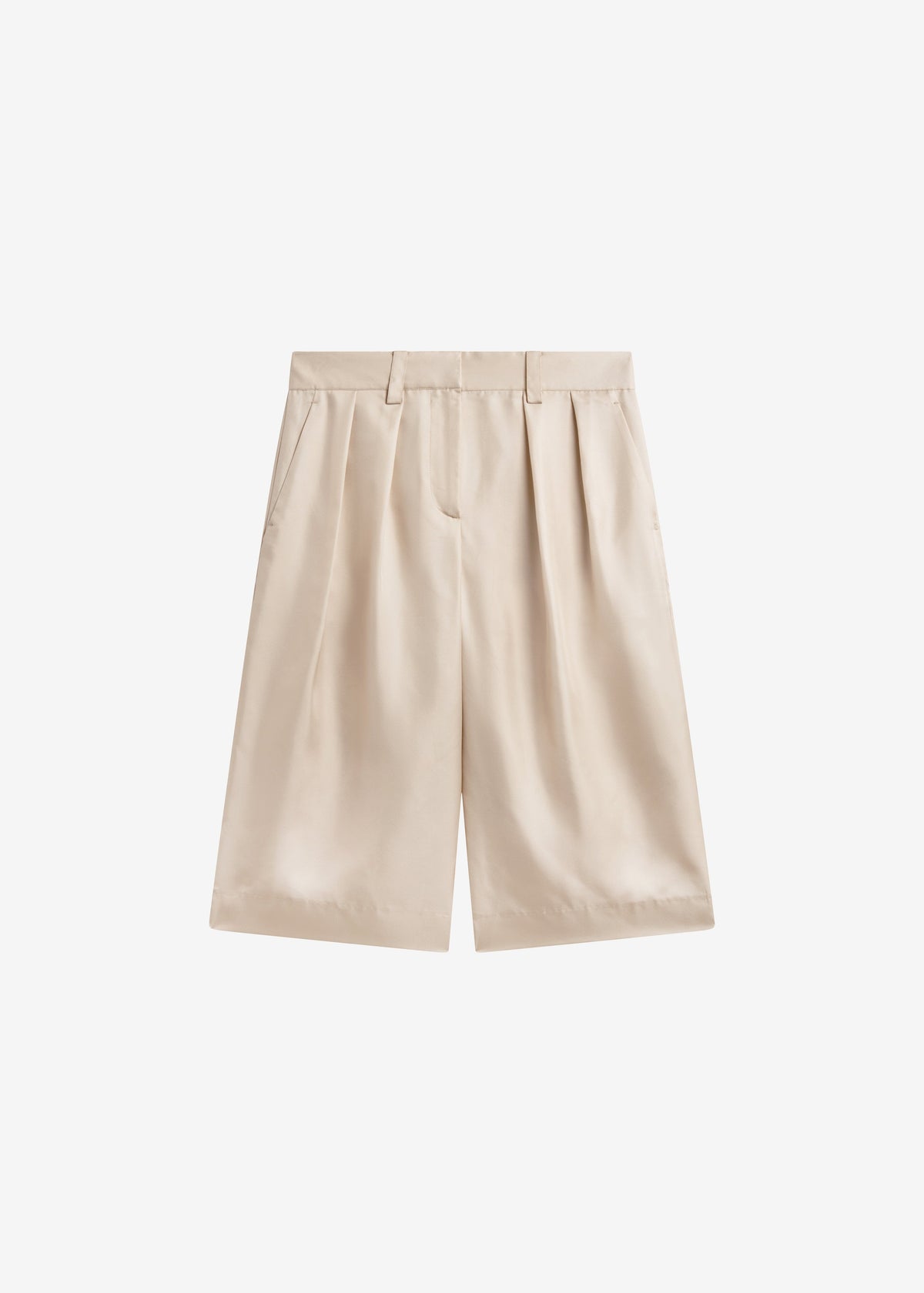 Marfa Pleated Silk Bermuda Shorts - Ivory β view 6 of 6