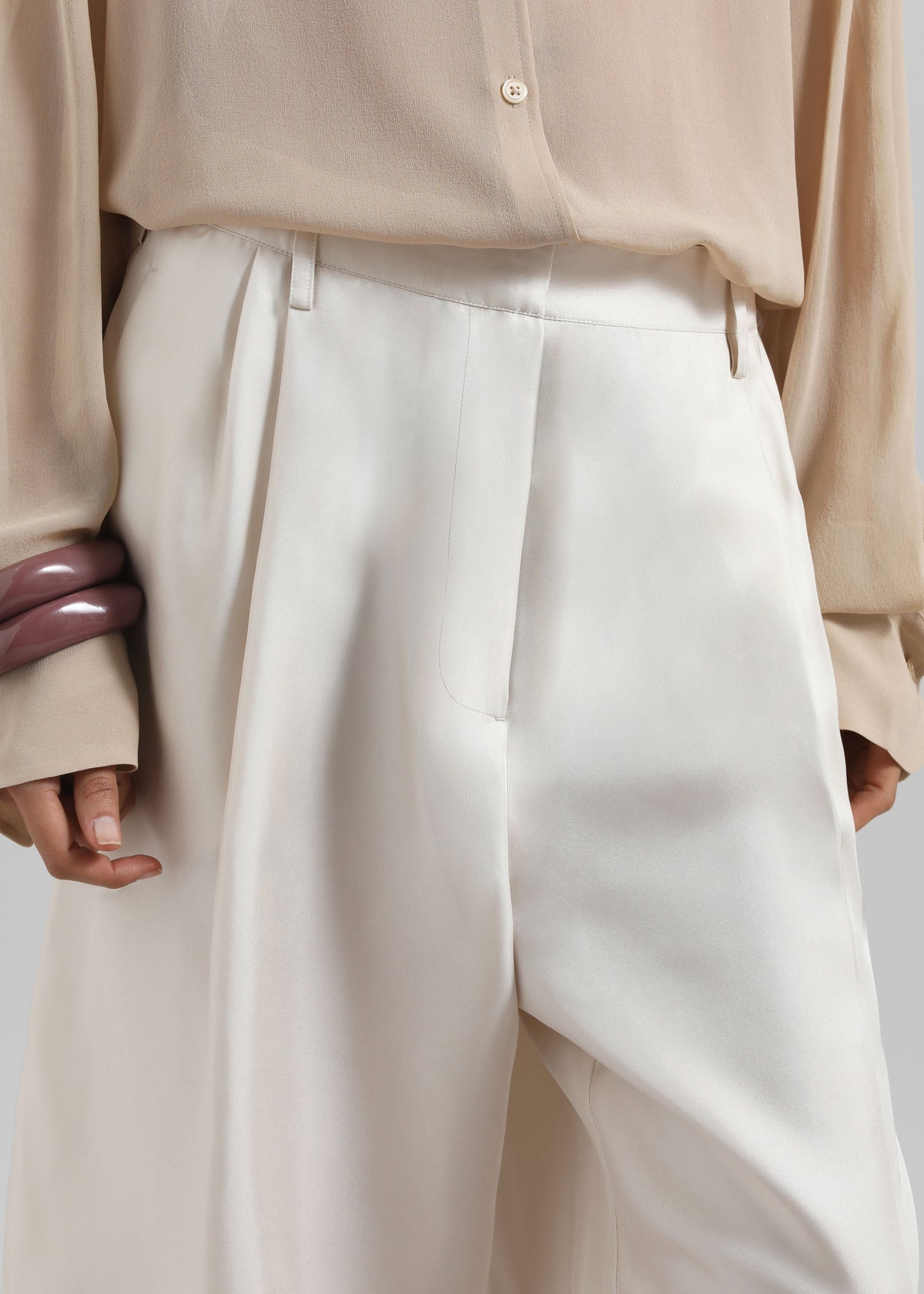 Marfa Pleated Silk Bermuda Shorts - Ivory β view 4 of 6