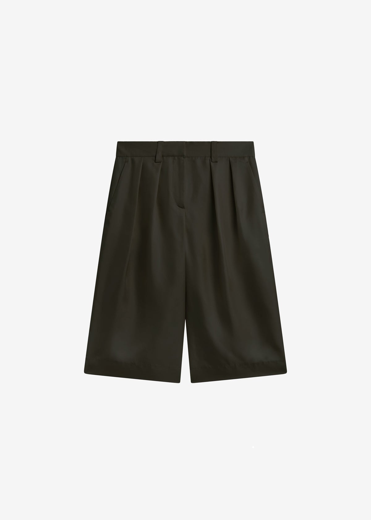 Marfa Pleated Silk Bermuda Shorts - Khaki β view 6 of 6