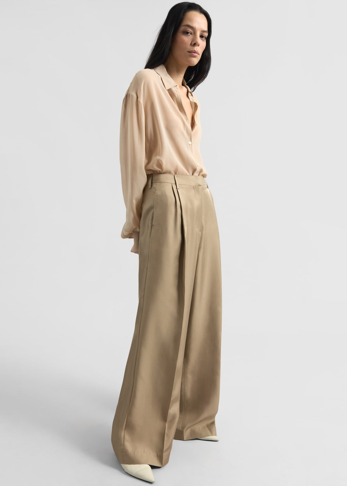 Marfa Pleated Silk Trousers - Beige β view 5 of 8