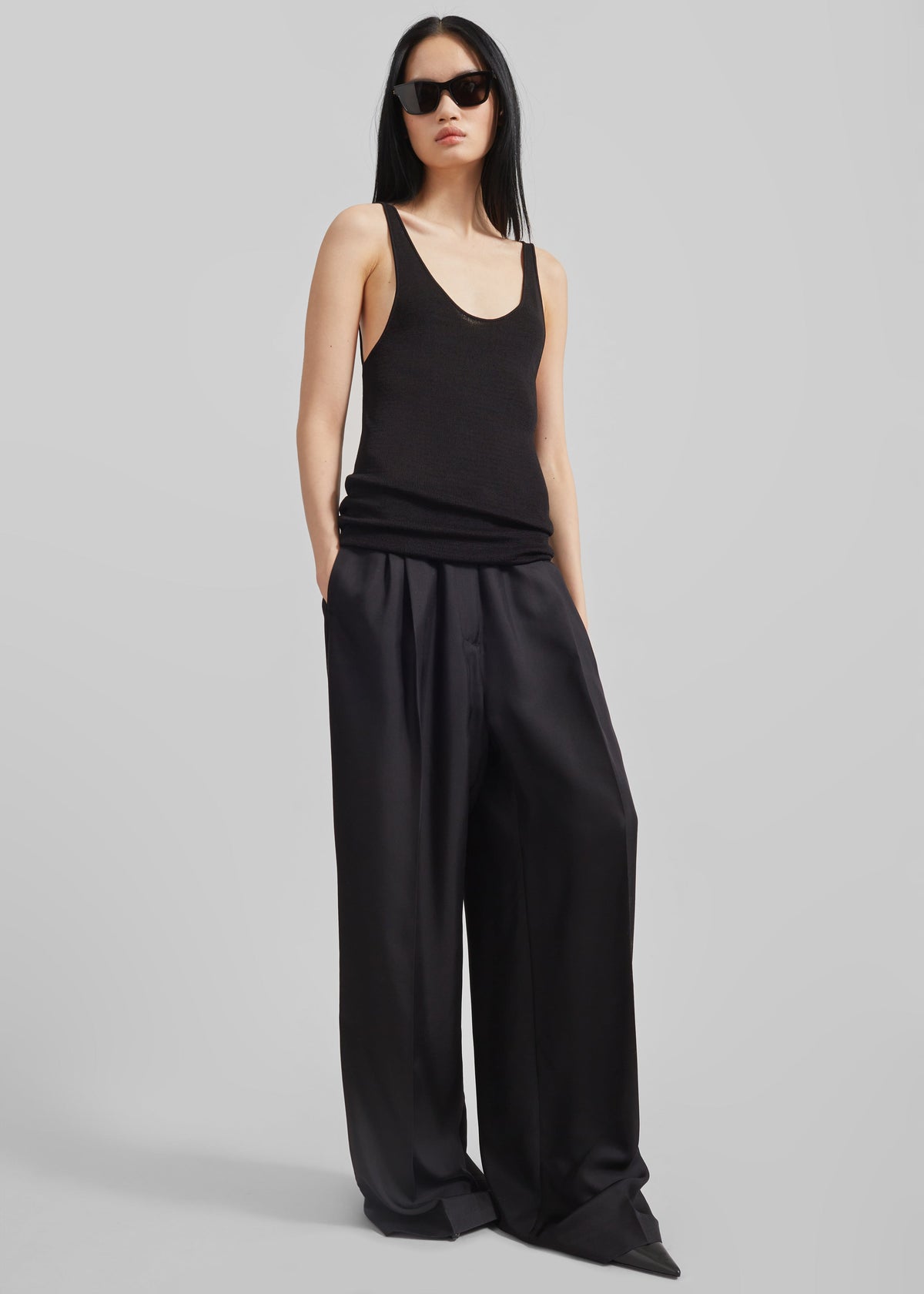 Marfa Pleated Silk Trousers - Black β view 4 of 6