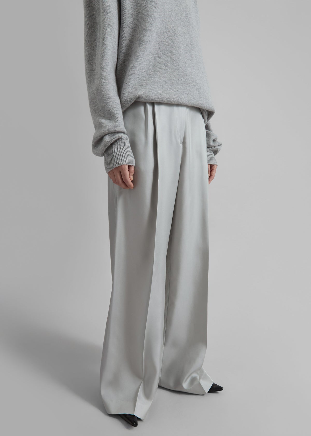 Marfa Pleated Silk Trousers - Grey β view 7 of 9