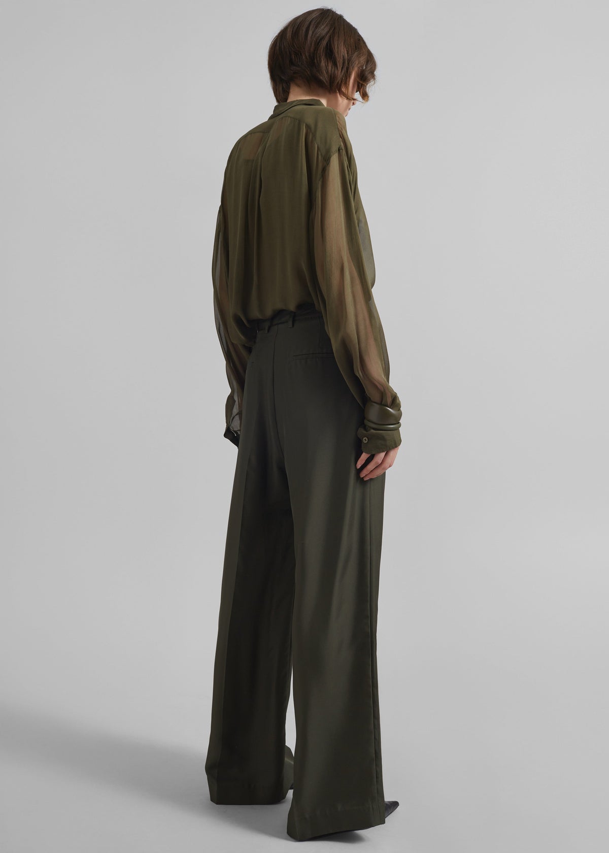 Marfa Pleated Silk Trousers - Khaki β view 7 of 8