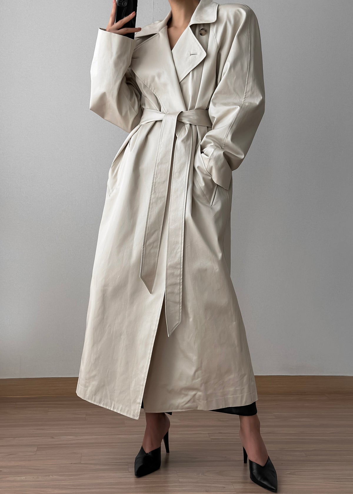 Marisol Box Shoulder Trench - Bone β view 9 of 15