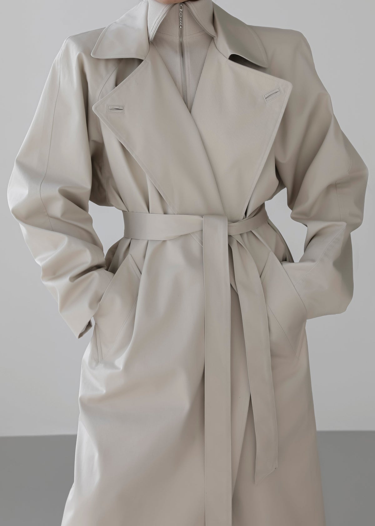 Marisol Box Shoulder Trench - Bone β view 3 of 15