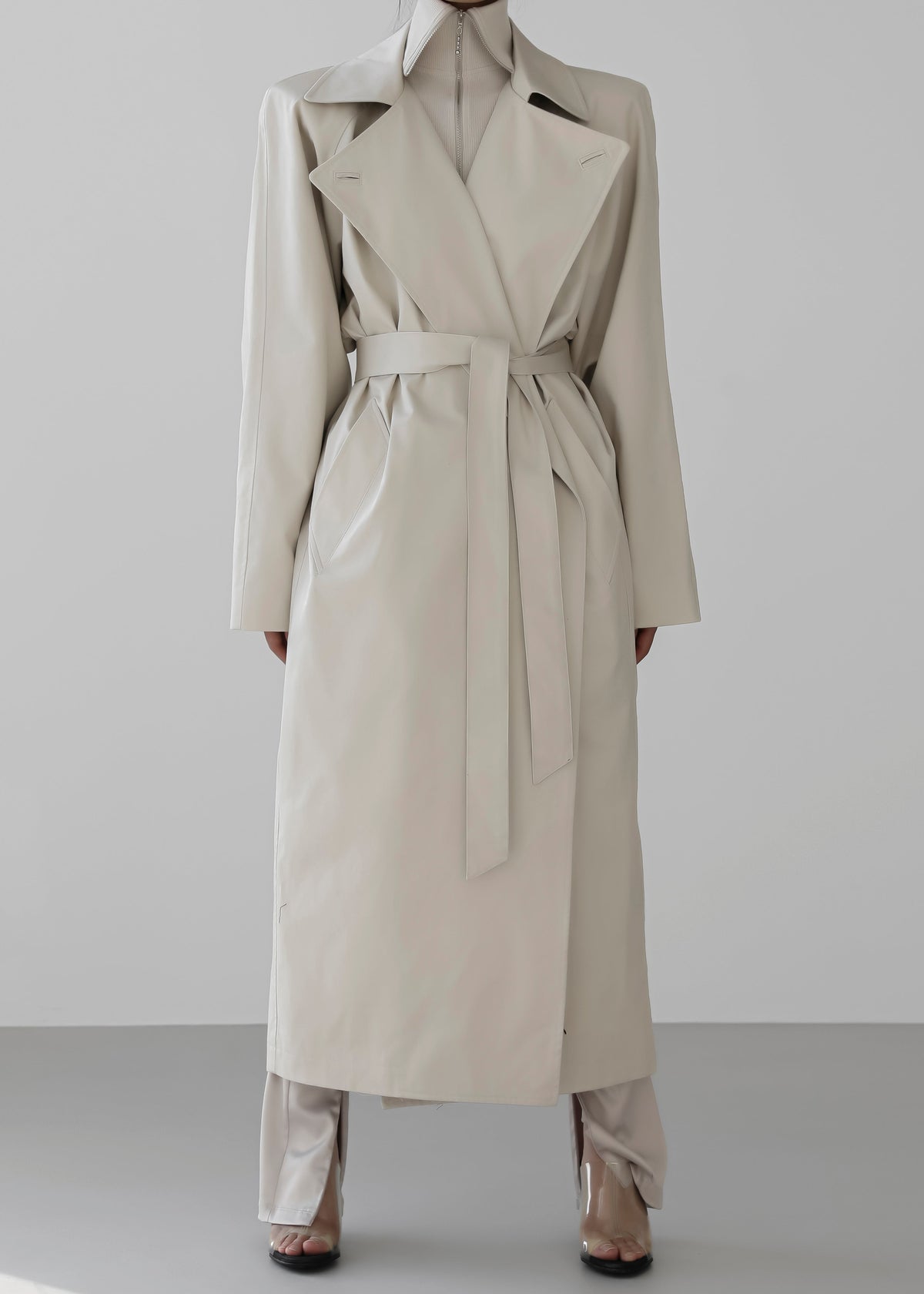 Marisol Box Shoulder Trench - Bone β view 4 of 15