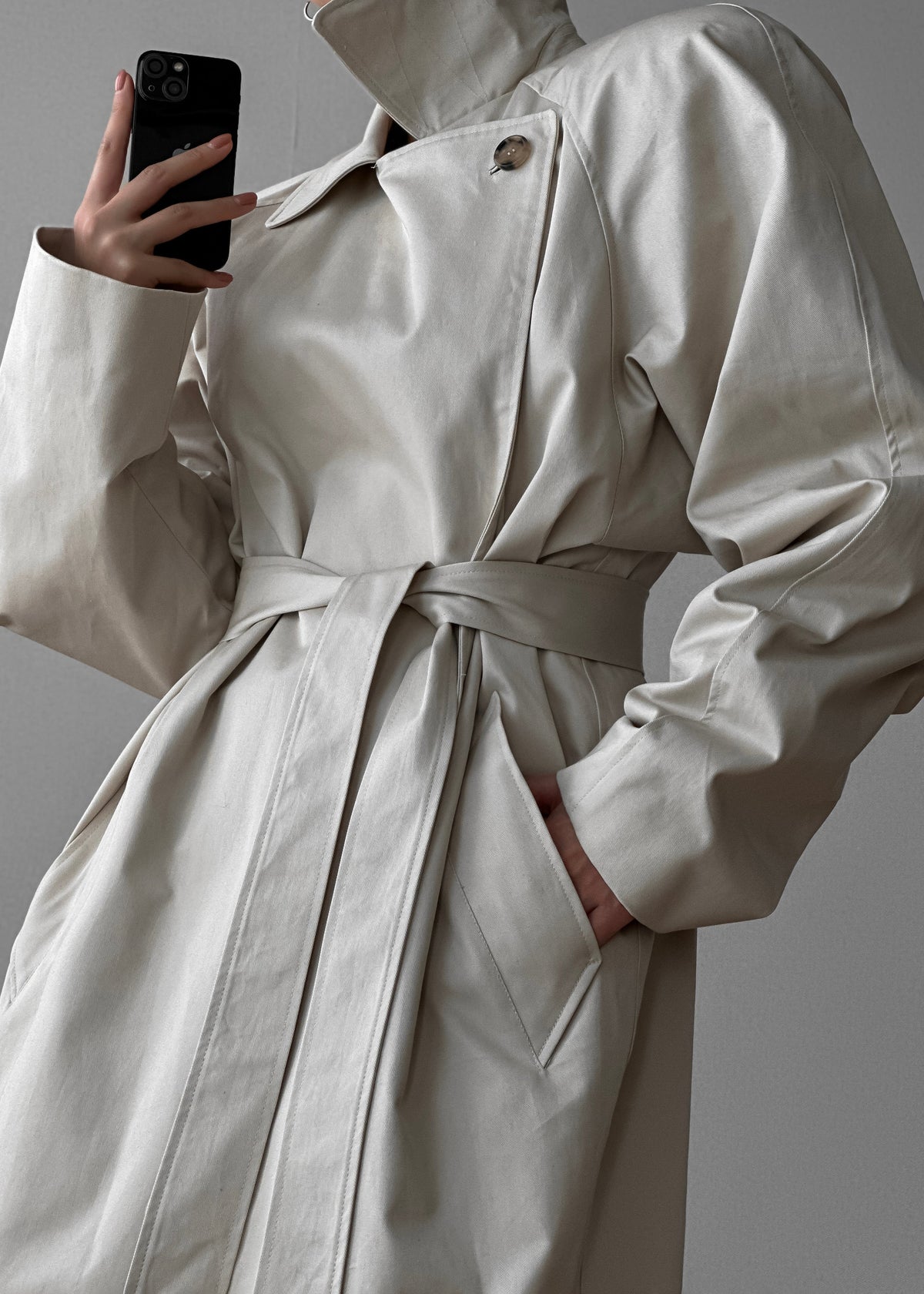 Marisol Box Shoulder Trench - Bone β view 8 of 15