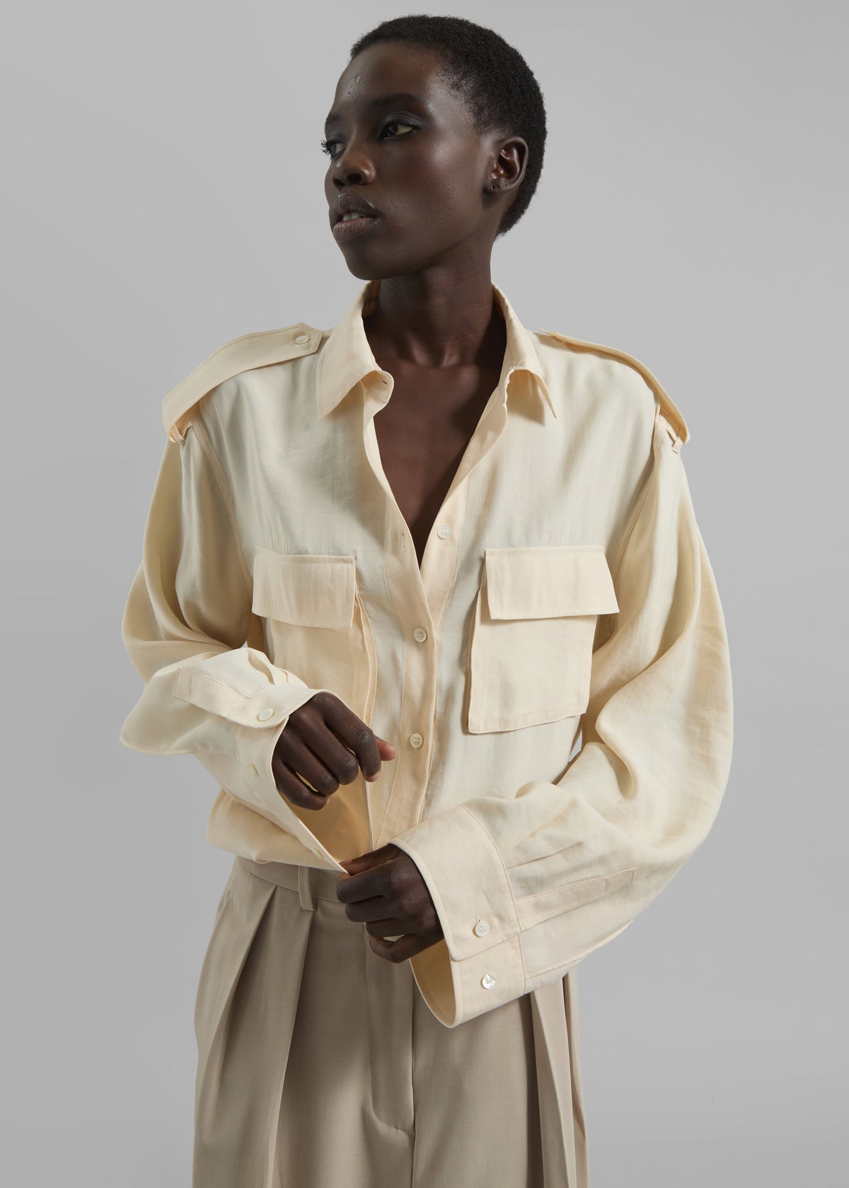 Marlon Button Up Shirt - Beige β view 4 of 9