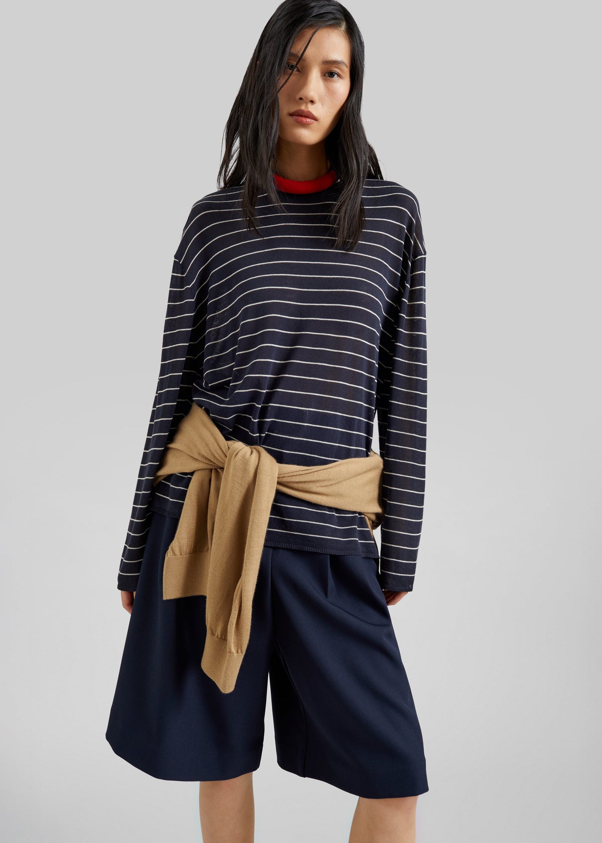 Martel Pleated Bermuda Shorts - Navy β view 3 of 9
