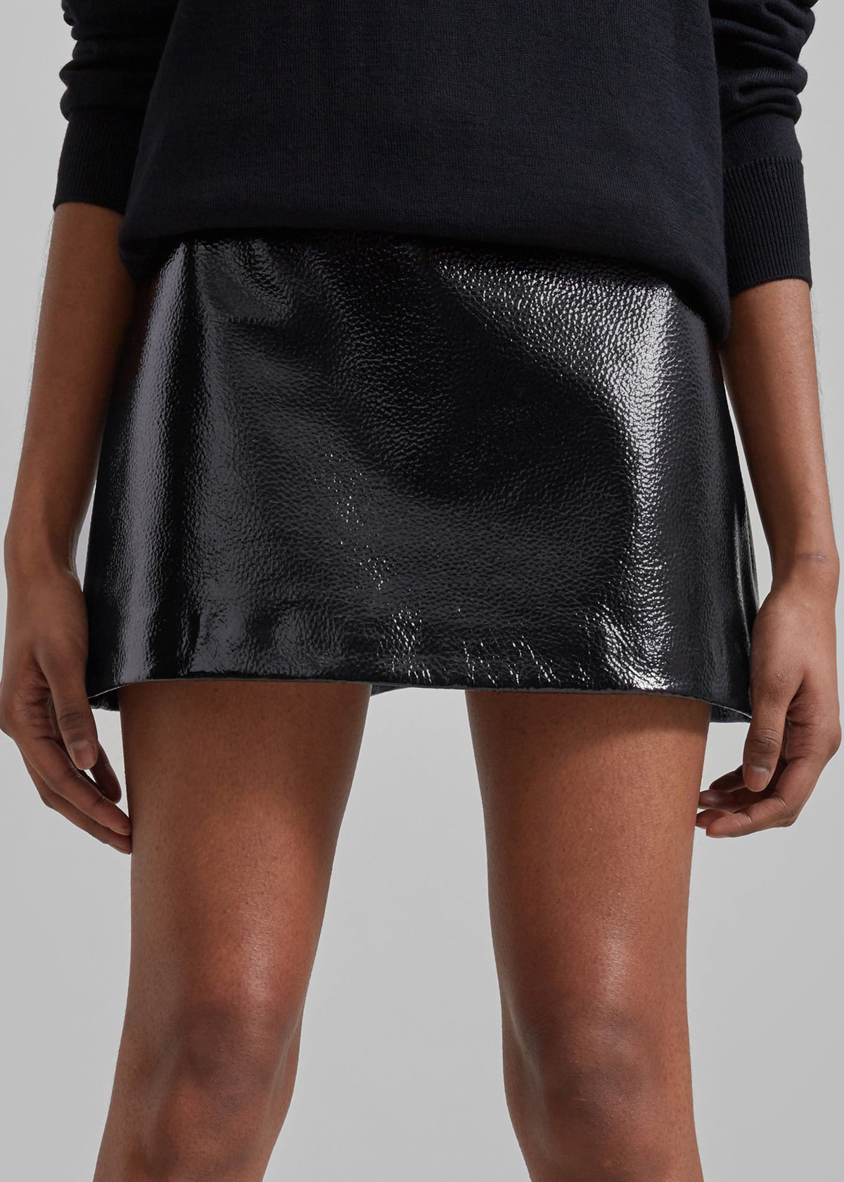 Mary Crackled Faux Leather Mini Skirt - Black β view 5 of 7